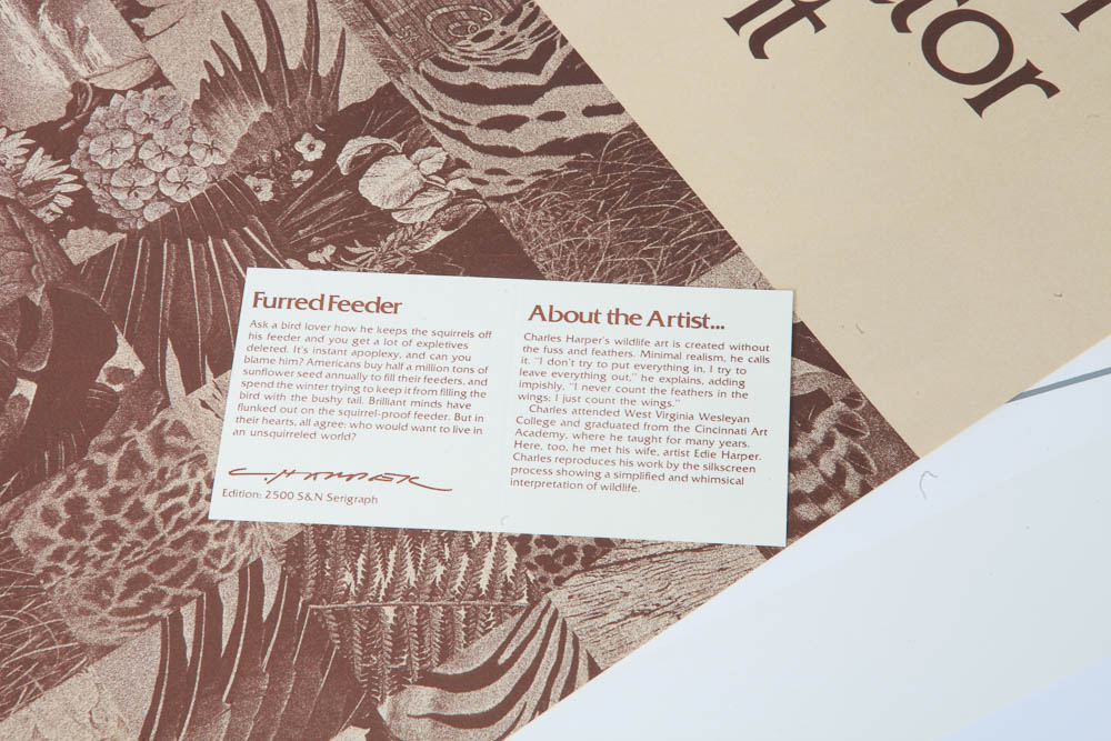 Charley Harper Limited Edition Serigraph "Furred Feeder"