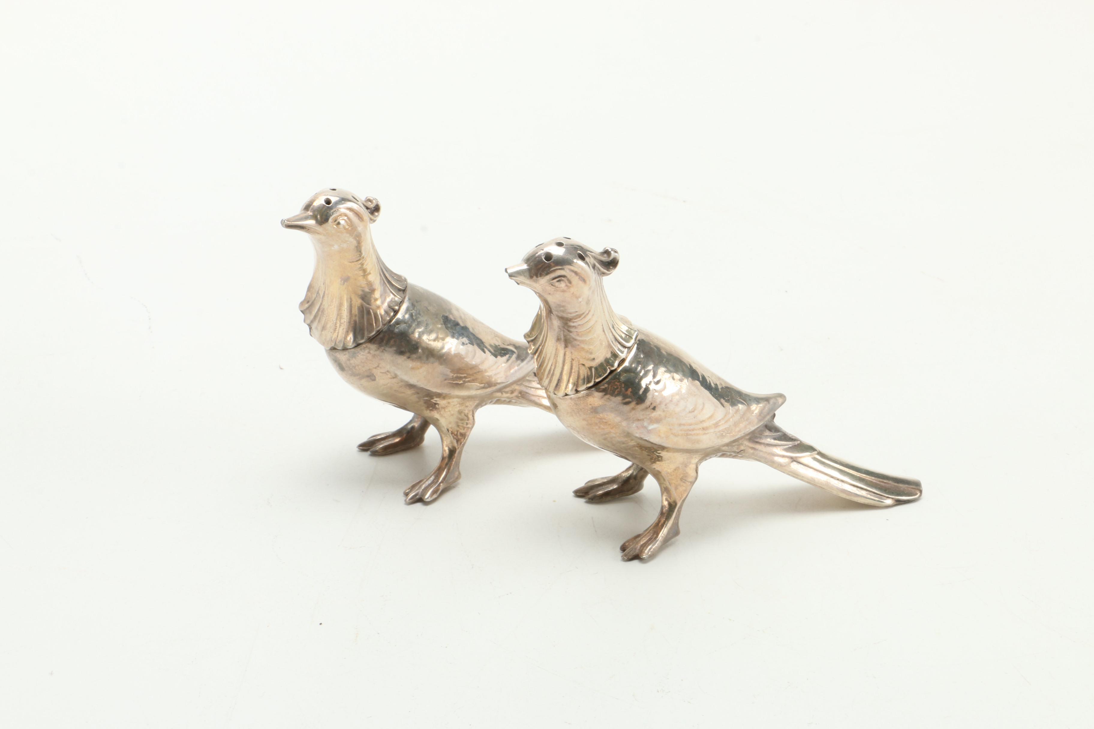 Weighted Sterling Salt and Pepper Shakers With Bird Figures