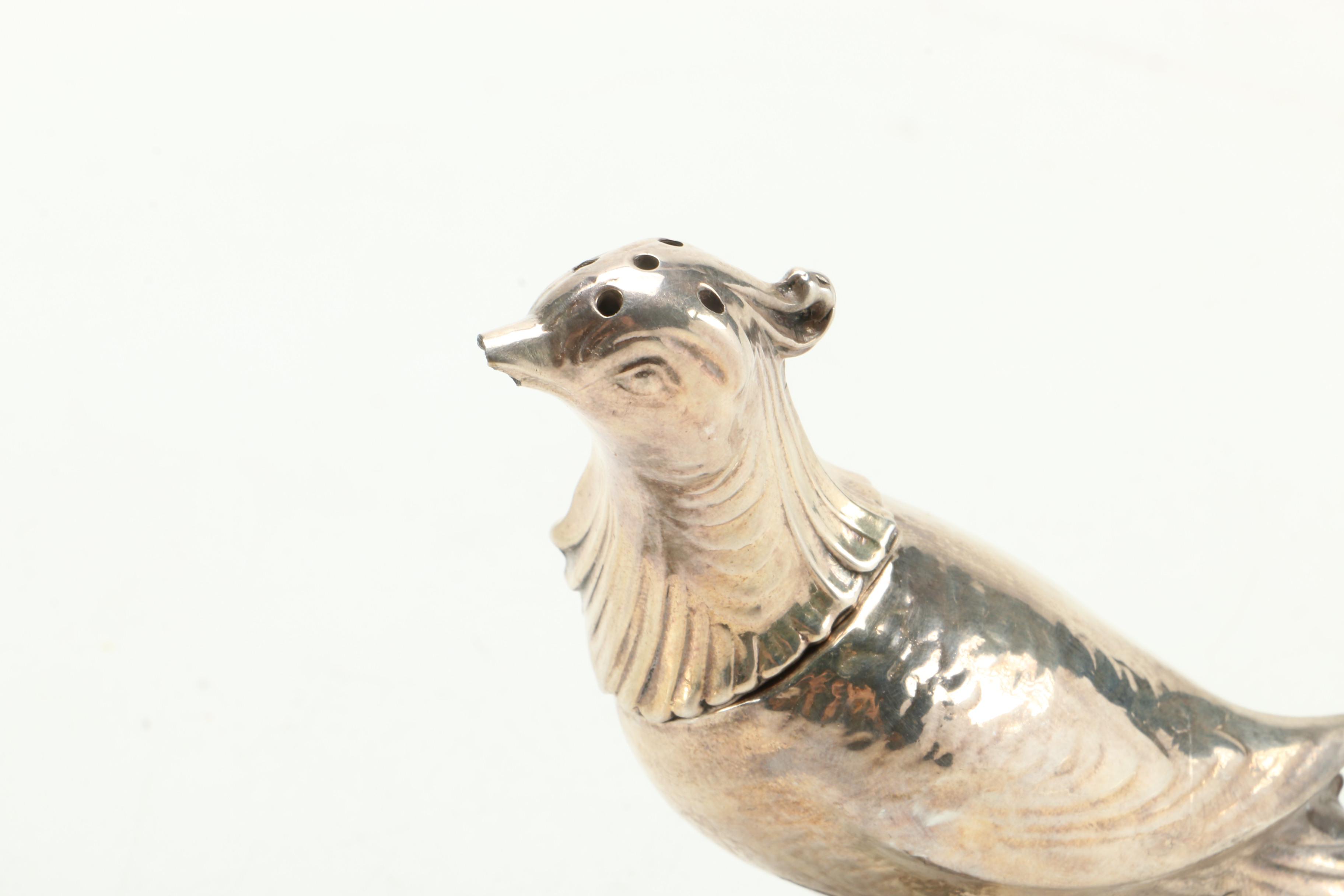 Weighted Sterling Salt and Pepper Shakers With Bird Figures