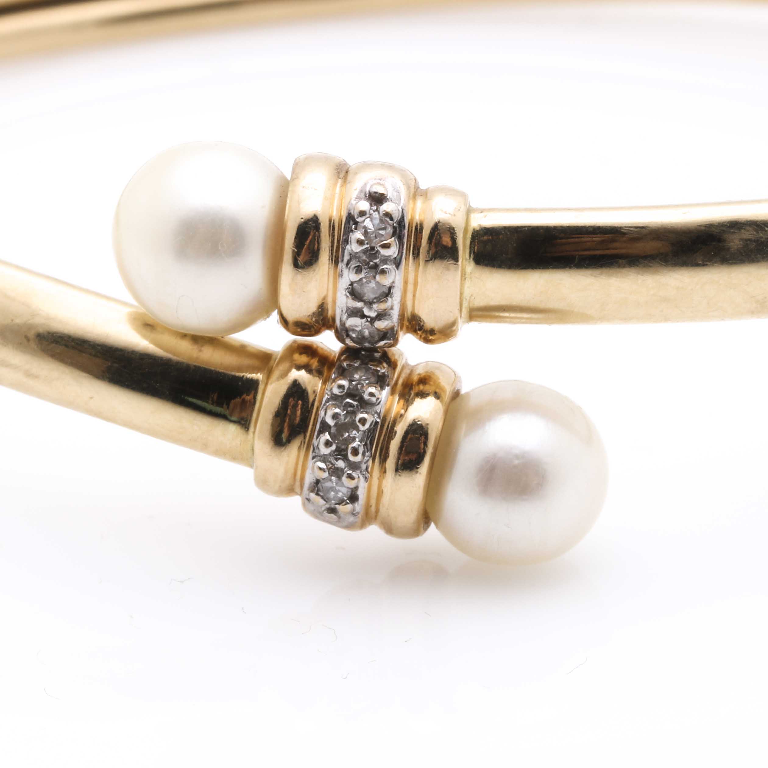 14K Yellow Gold Pearl and Diamond Scrap Bracelet