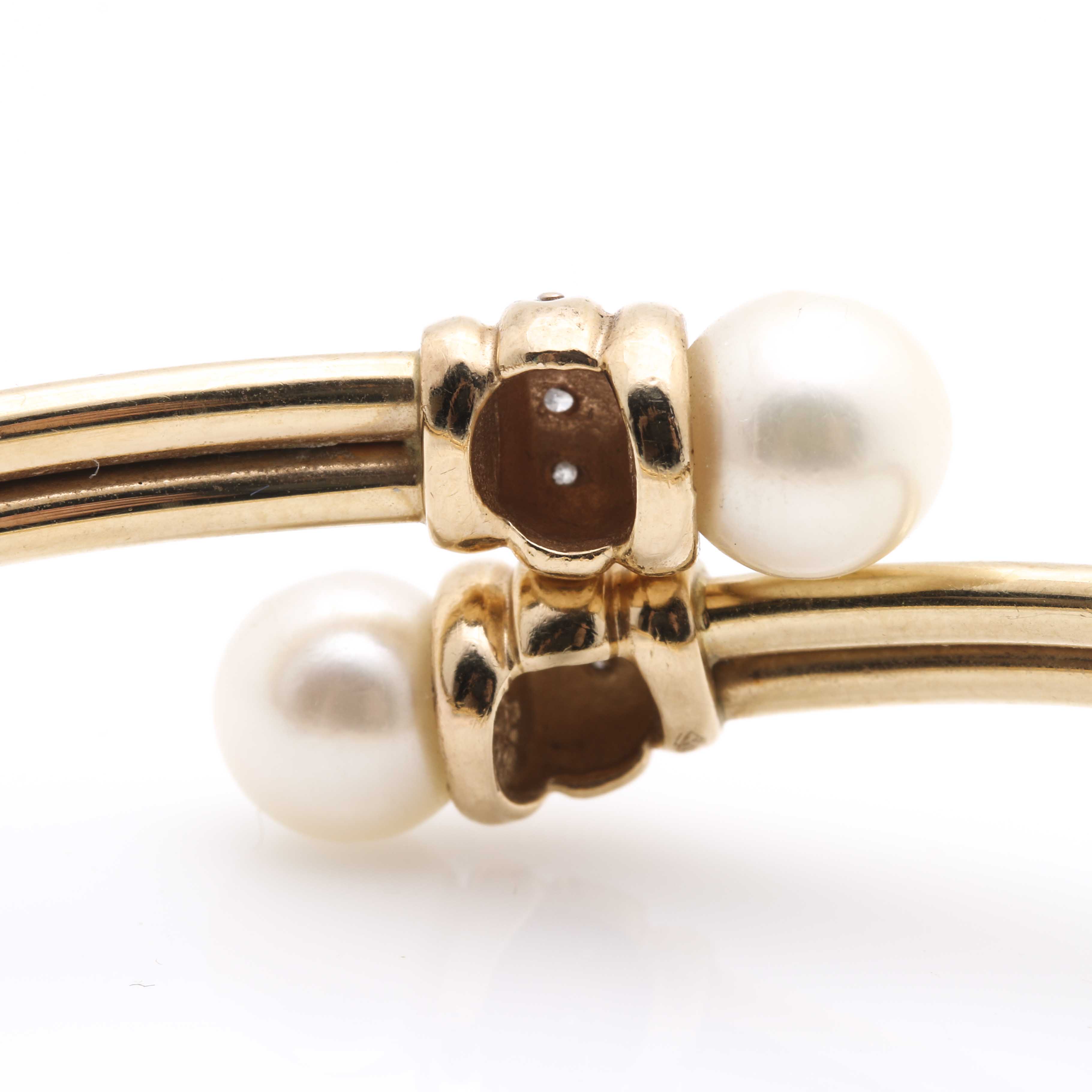 14K Yellow Gold Pearl and Diamond Scrap Bracelet