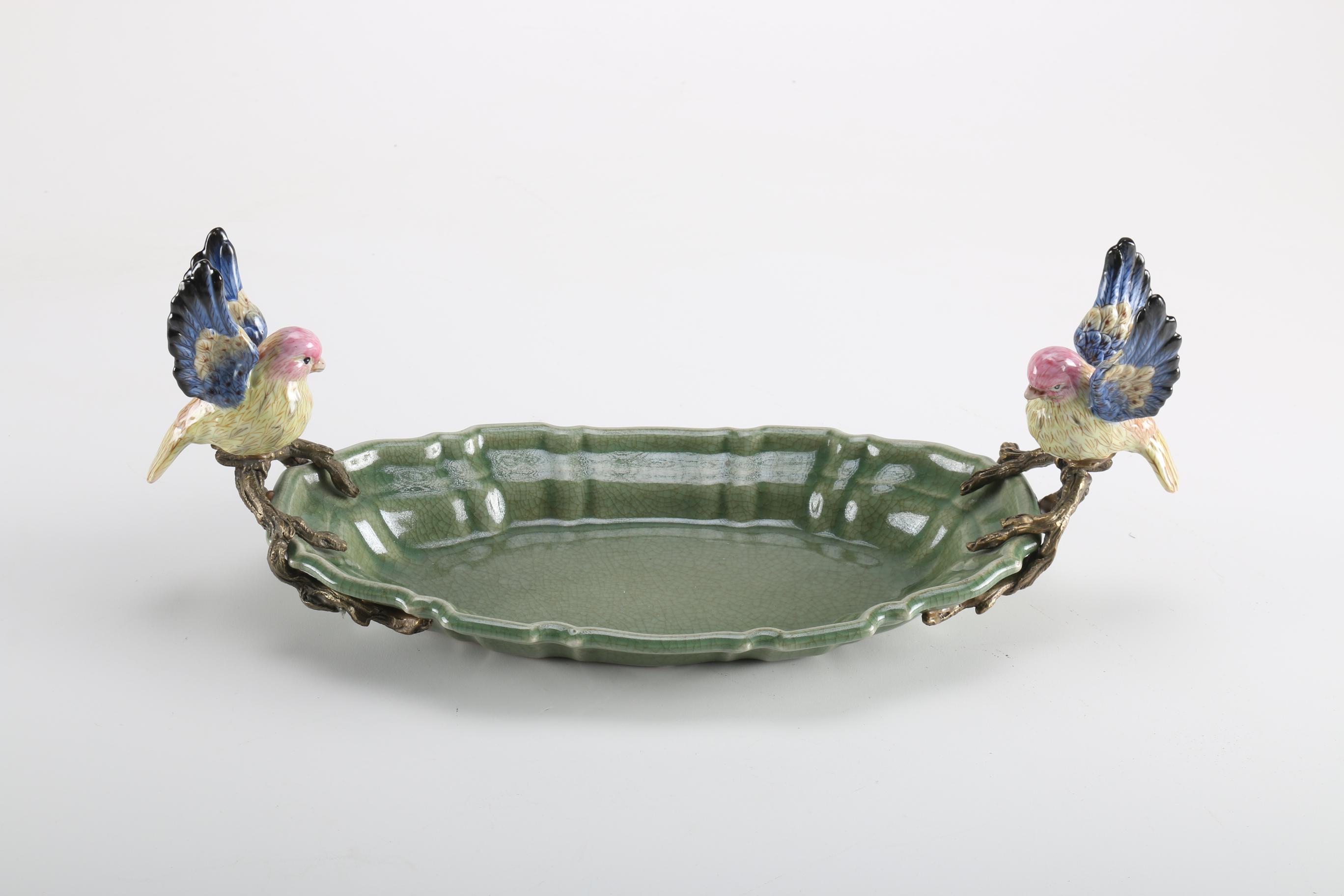Mark Roberts Ceramic and Brass Bird Platter