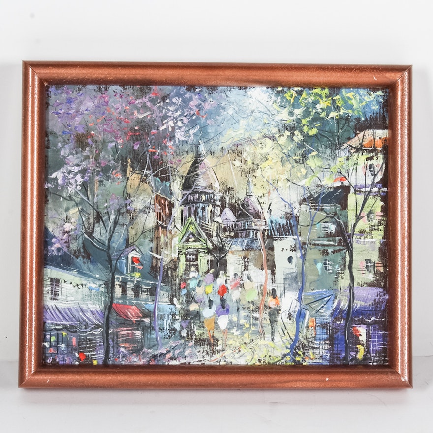 Original Oil Painting of Paris Streetscape