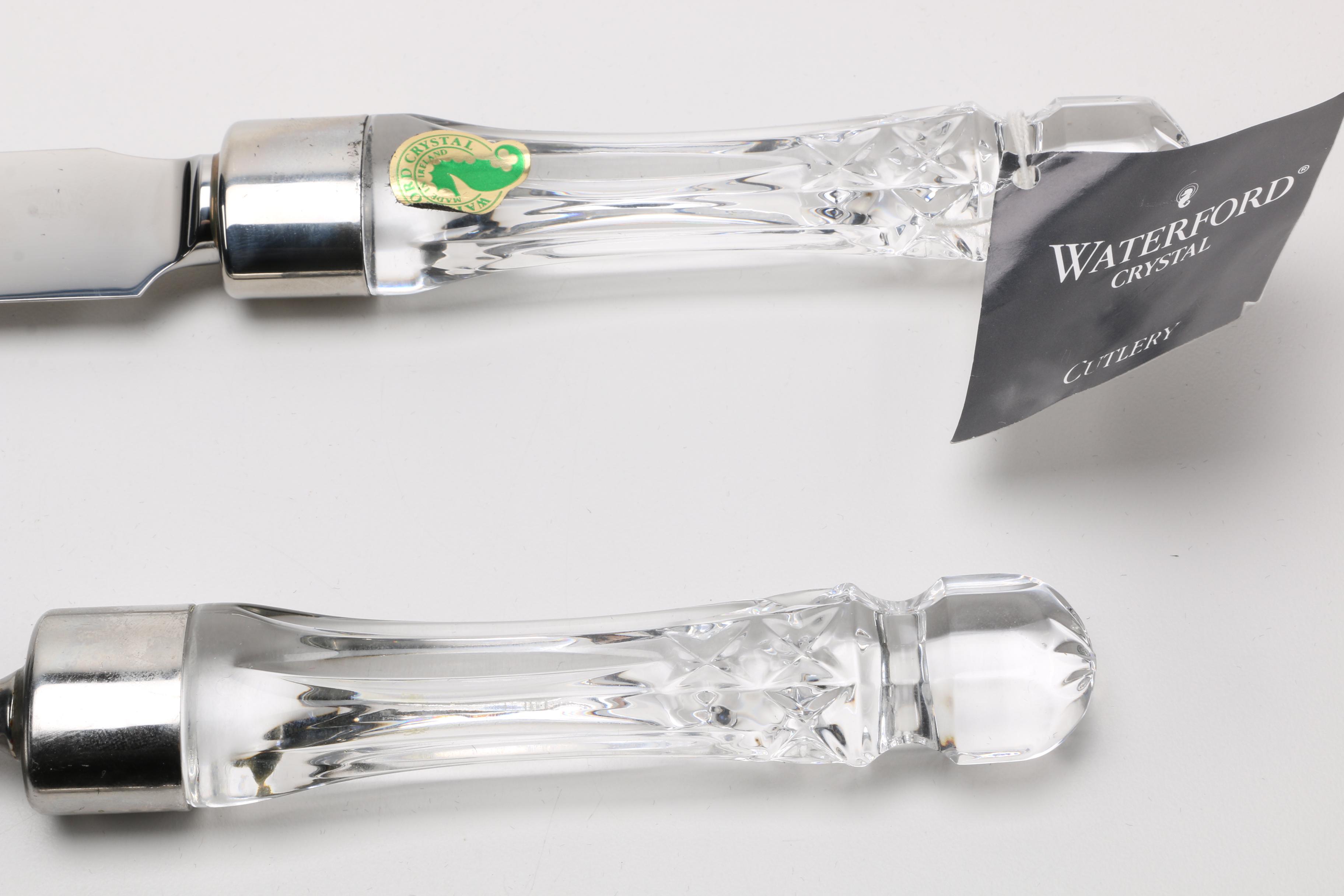 Waterford Crystal "Lismore" Carving Set and Cake Knife