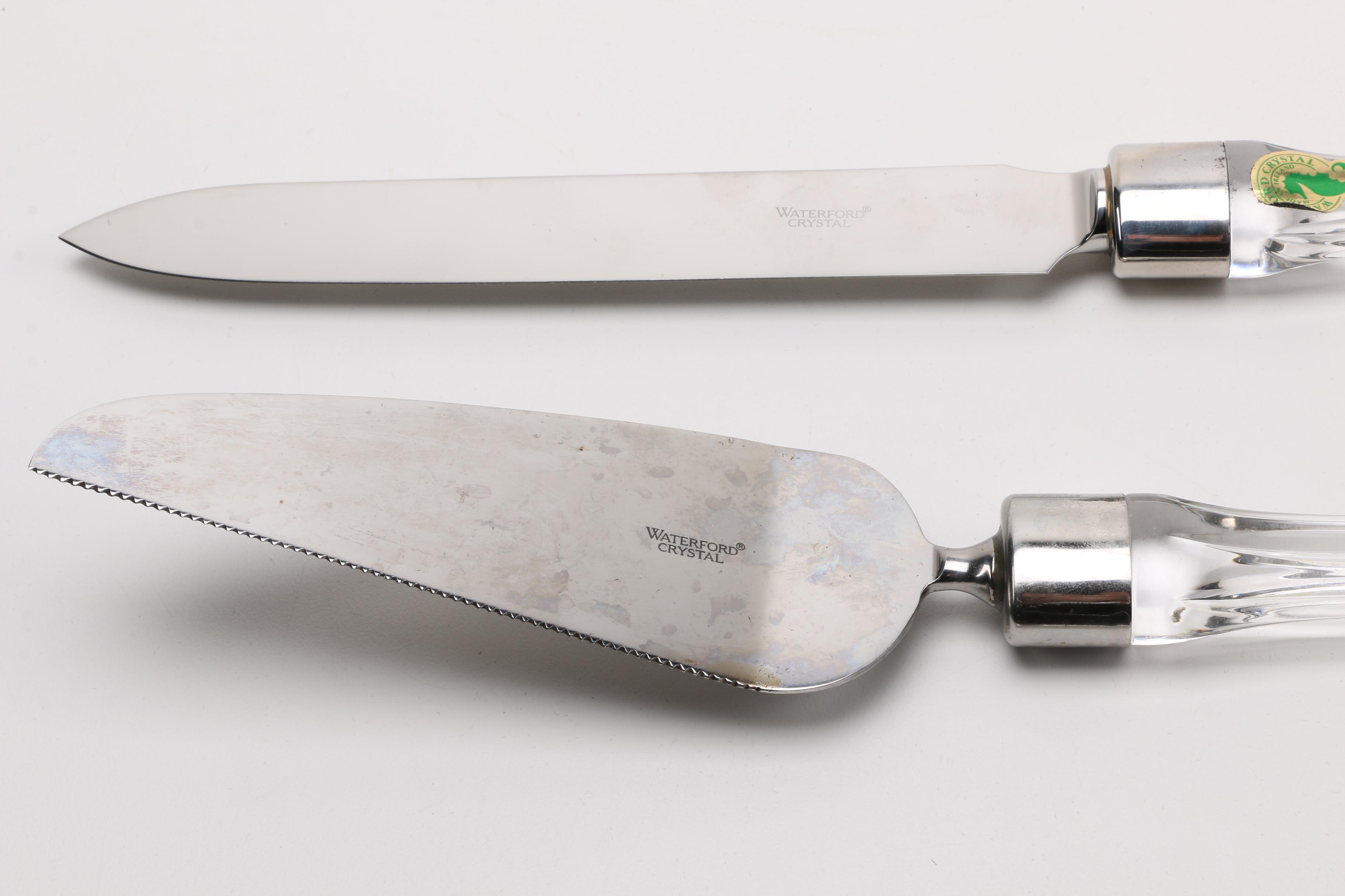 Waterford Crystal "Lismore" Carving Set and Cake Knife