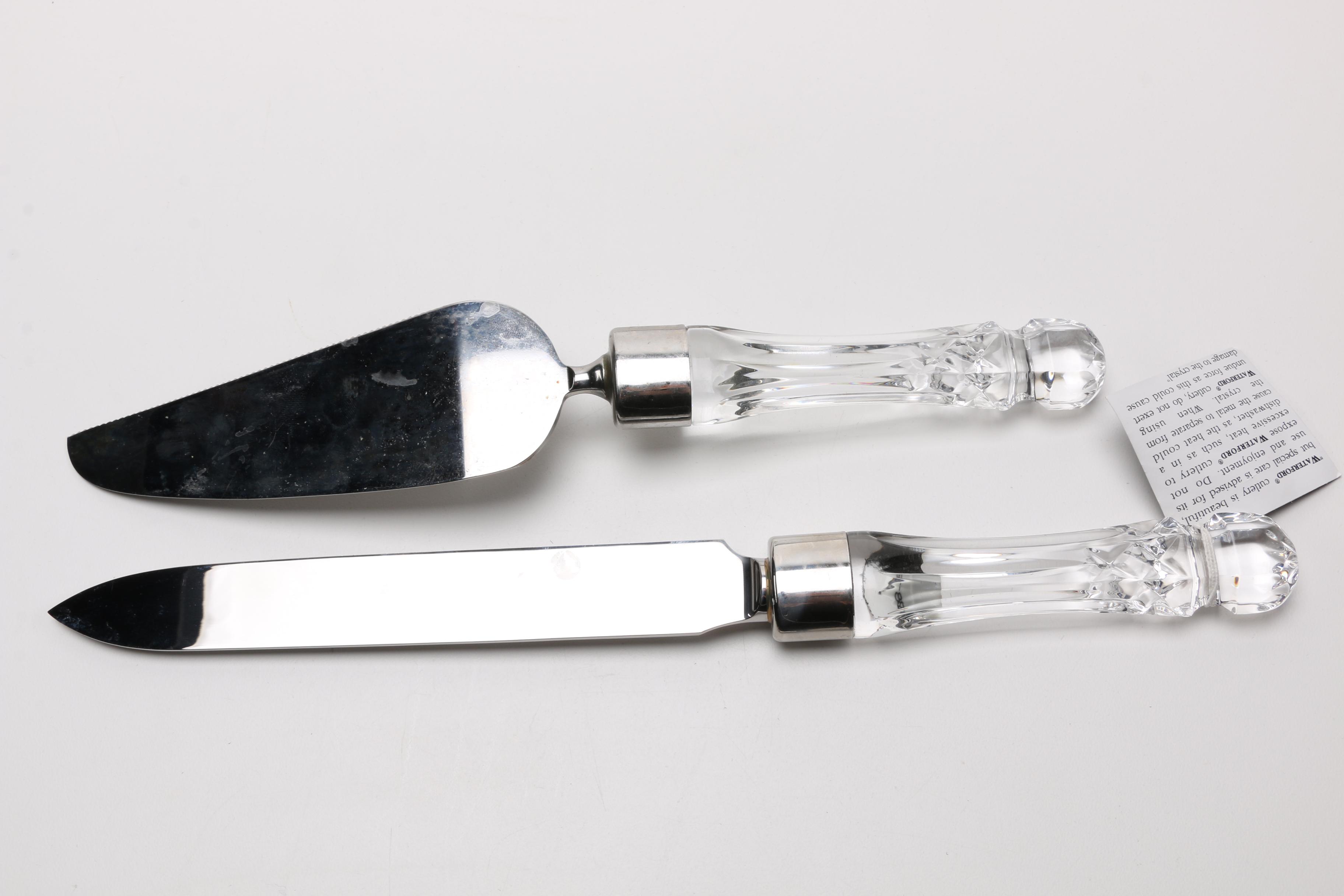 Waterford Crystal "Lismore" Carving Set and Cake Knife