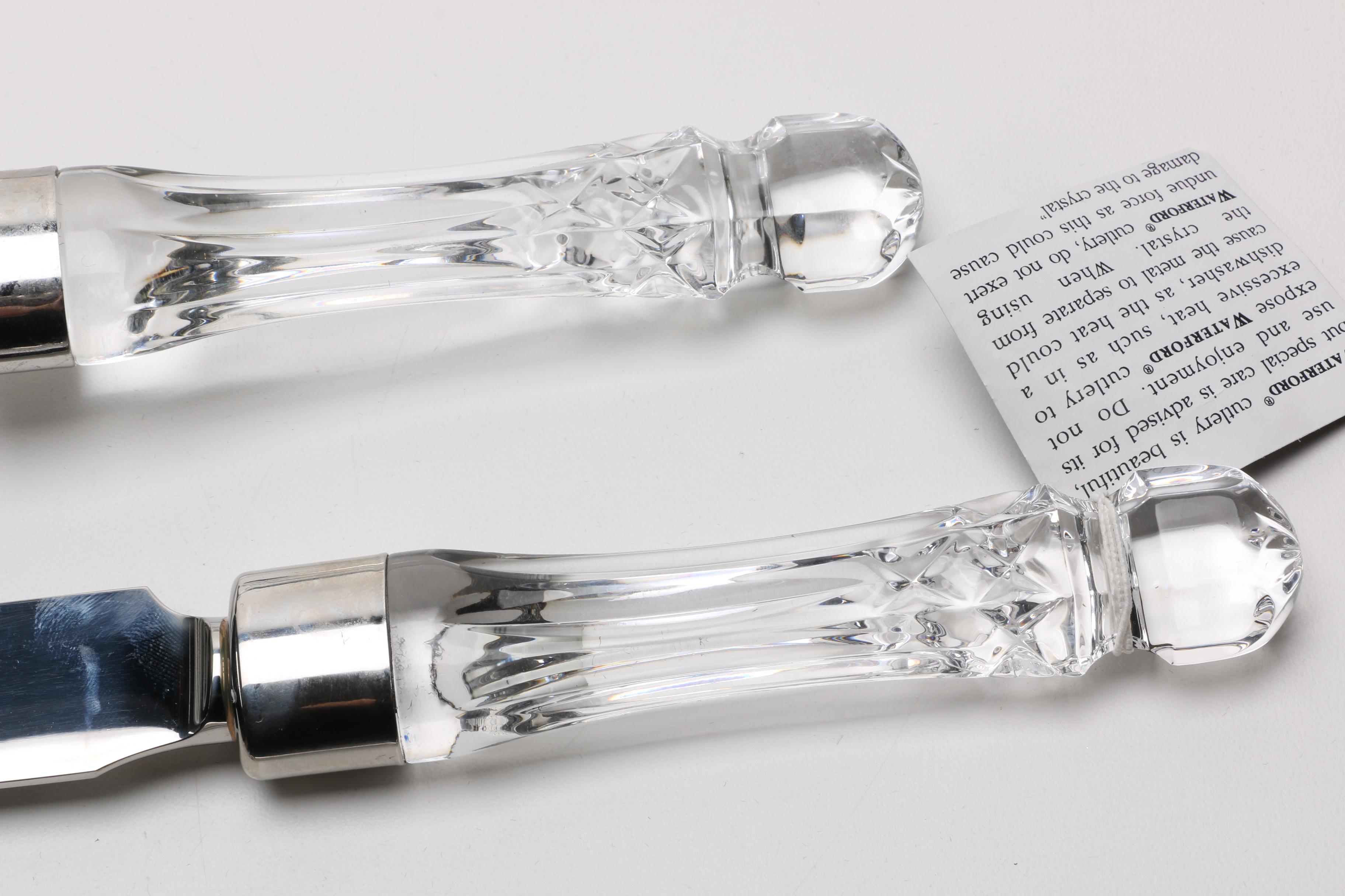 Waterford Crystal "Lismore" Carving Set and Cake Knife