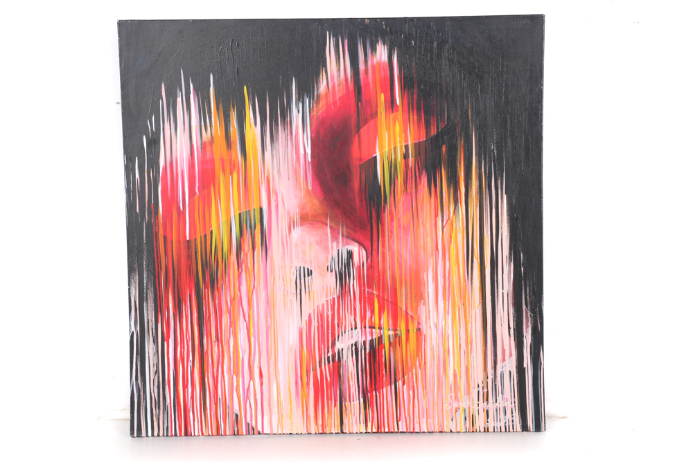 Sarah Sandin Acrylic on Canvas Drip Painting "Beauty Glitch"