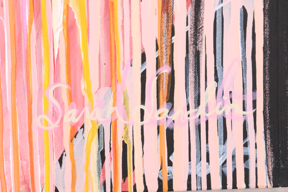 Sarah Sandin Acrylic on Canvas Drip Painting "Beauty Glitch"