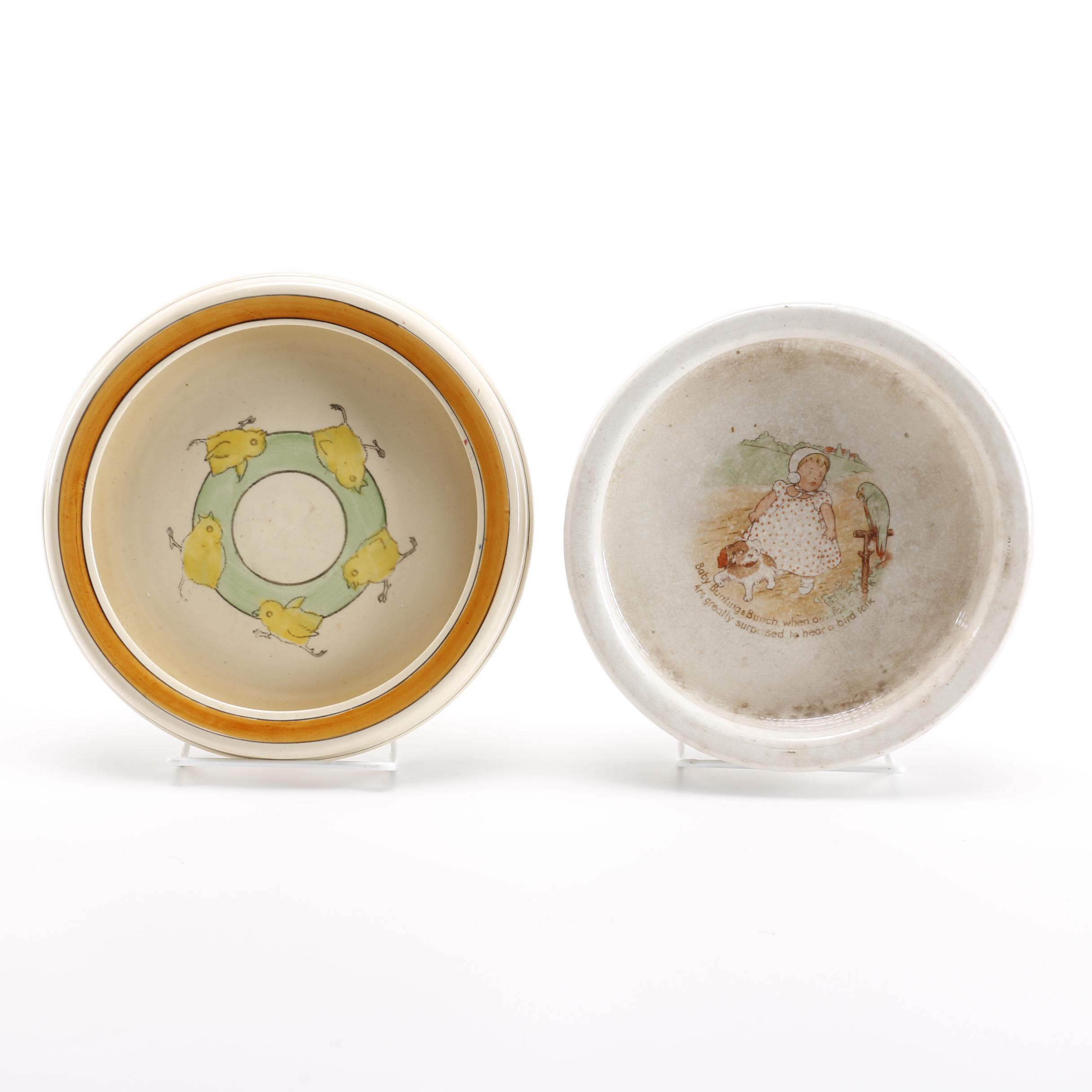 19th Century Roseville and Harker Pottery Baby Bowls