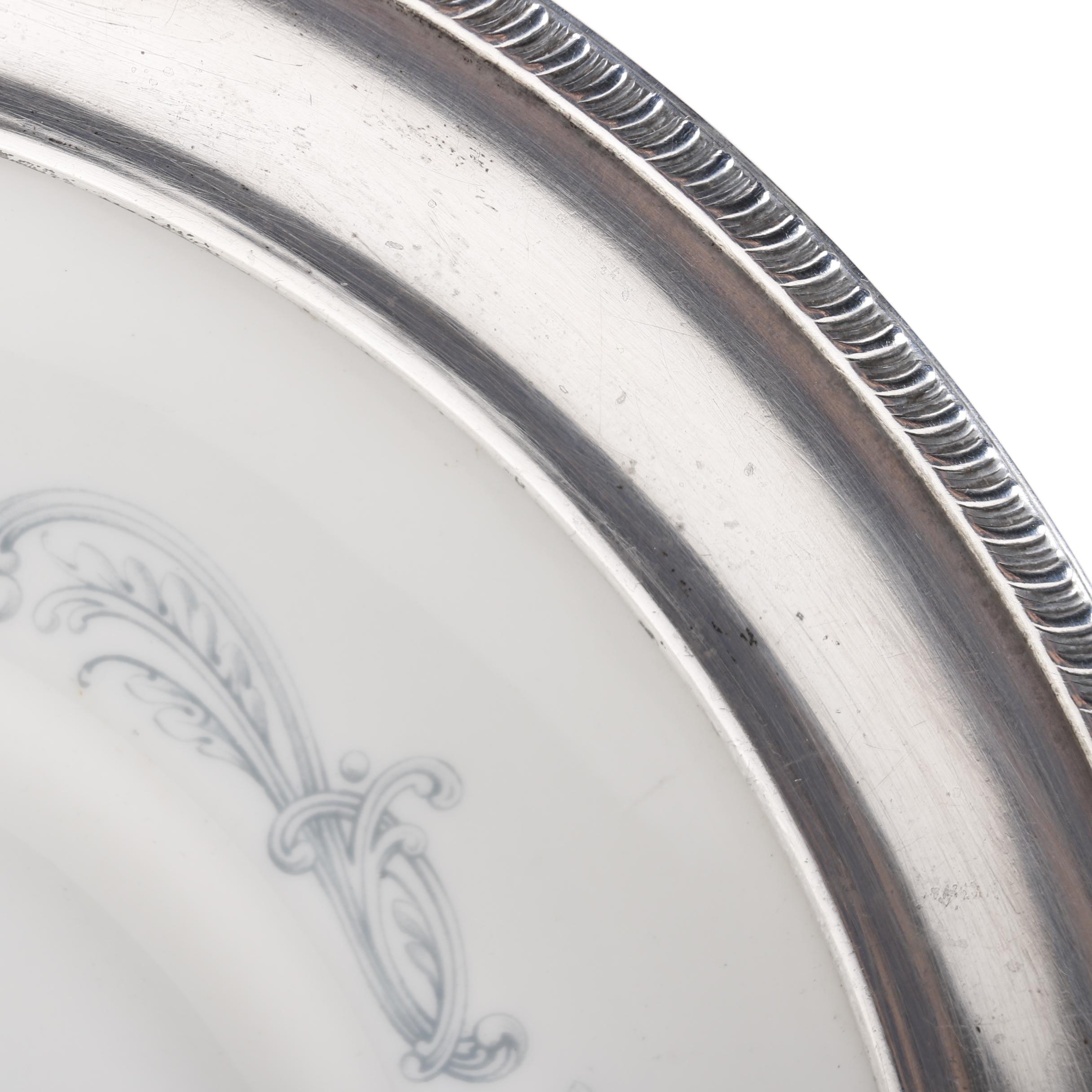 Royal Doulton "Chantilly Rose" Serving Plate With Hunt-Hallmark Sterling Rim