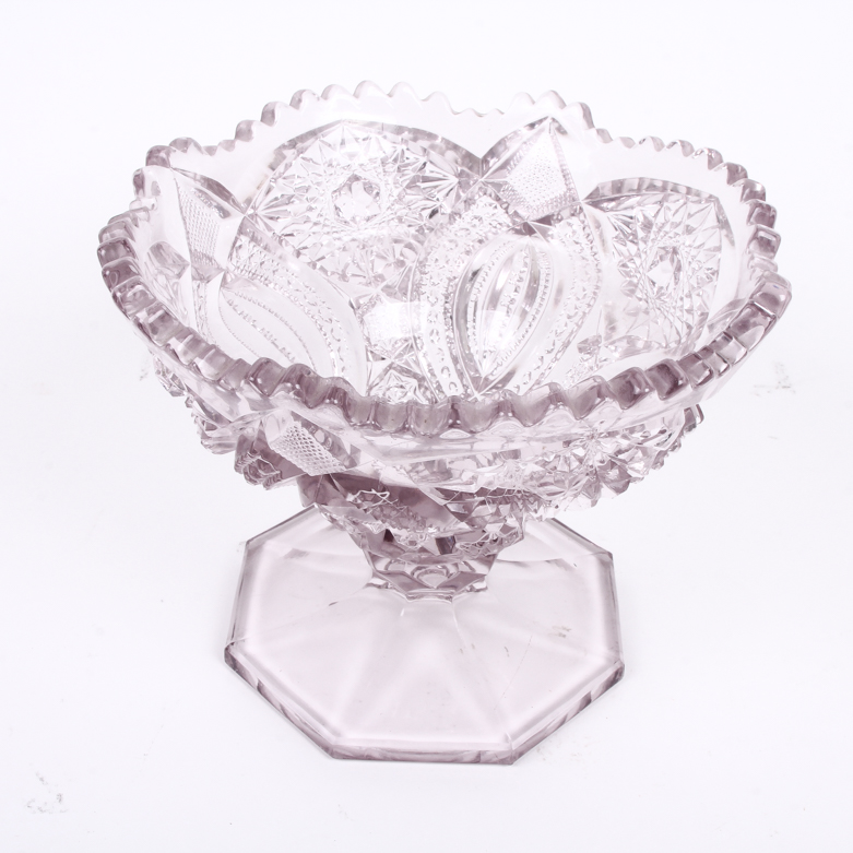 Vintage Purple Cut Glass Decorative Bowl