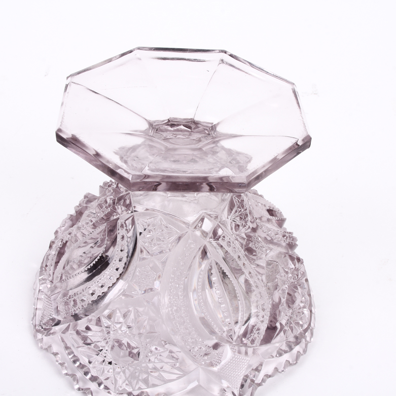 Vintage Purple Cut Glass Decorative Bowl