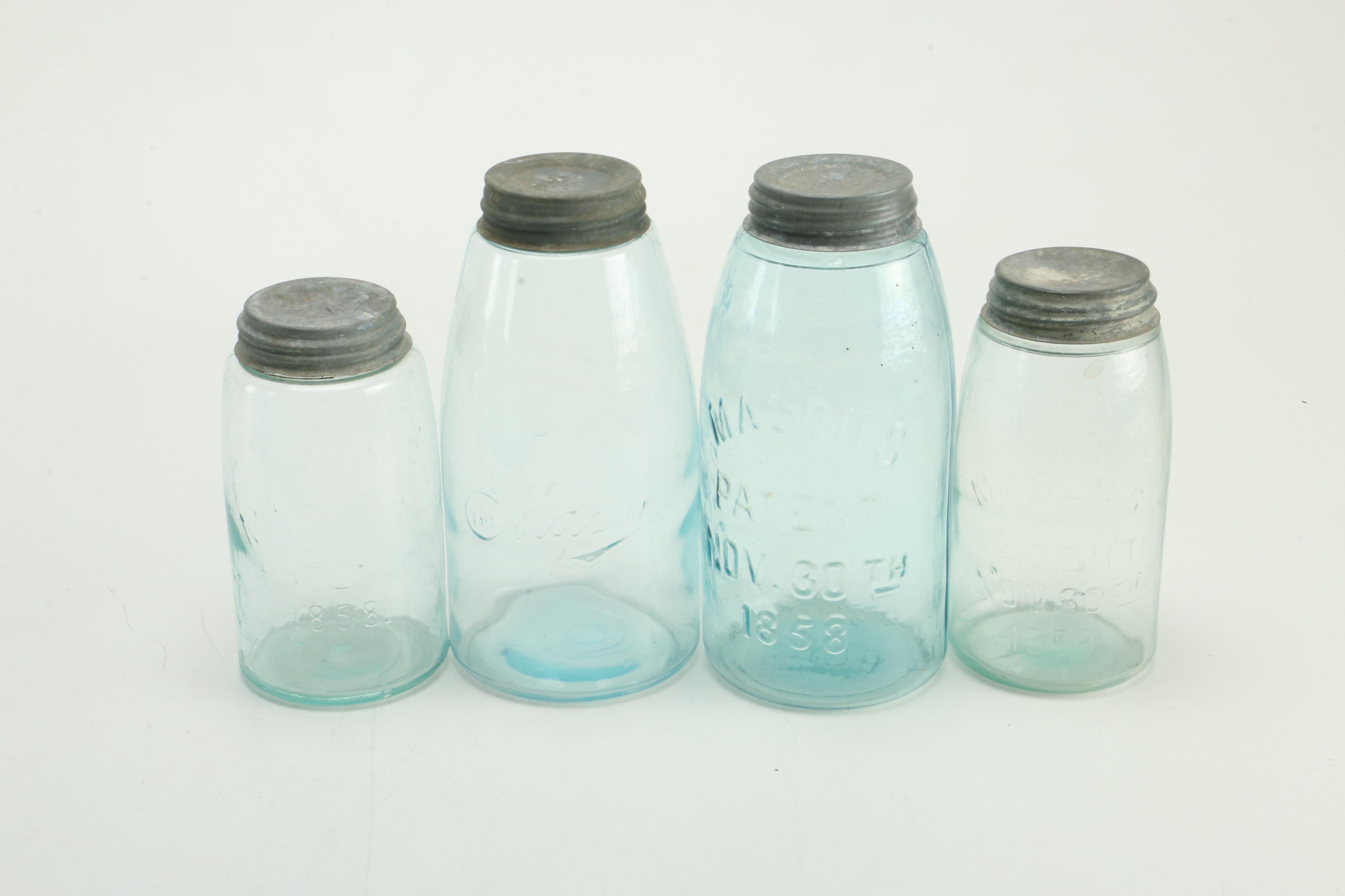 Collection of Blue Ball and Mason Canning Jars