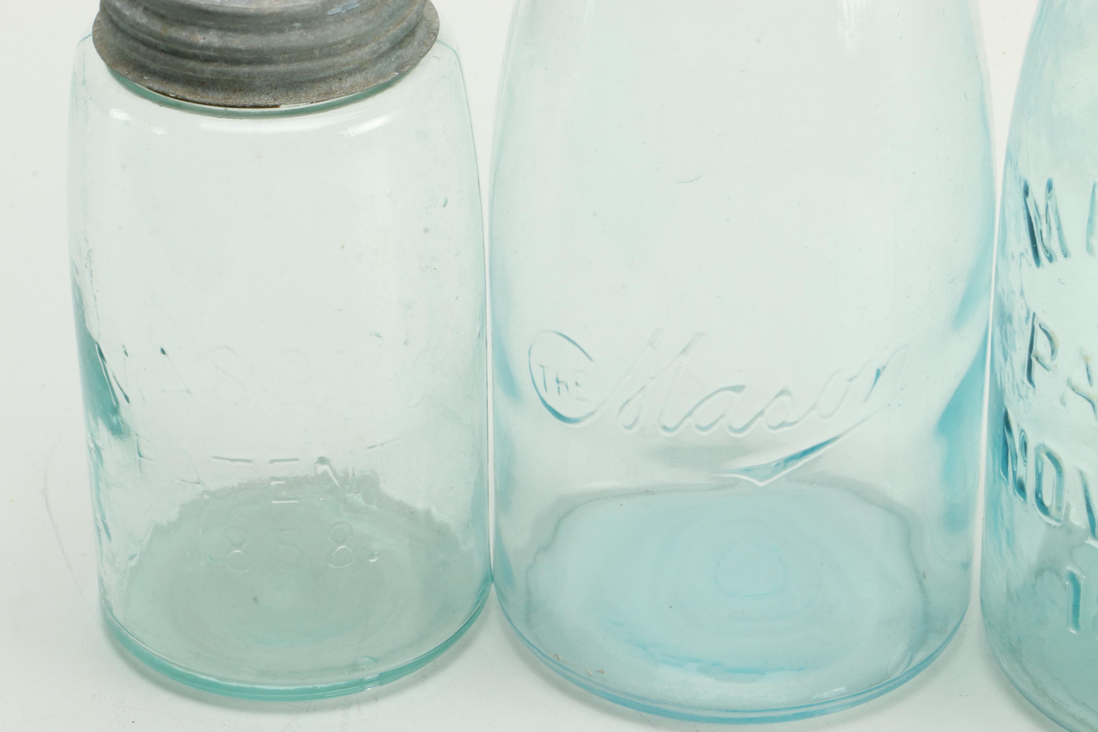 Collection of Blue Ball and Mason Canning Jars