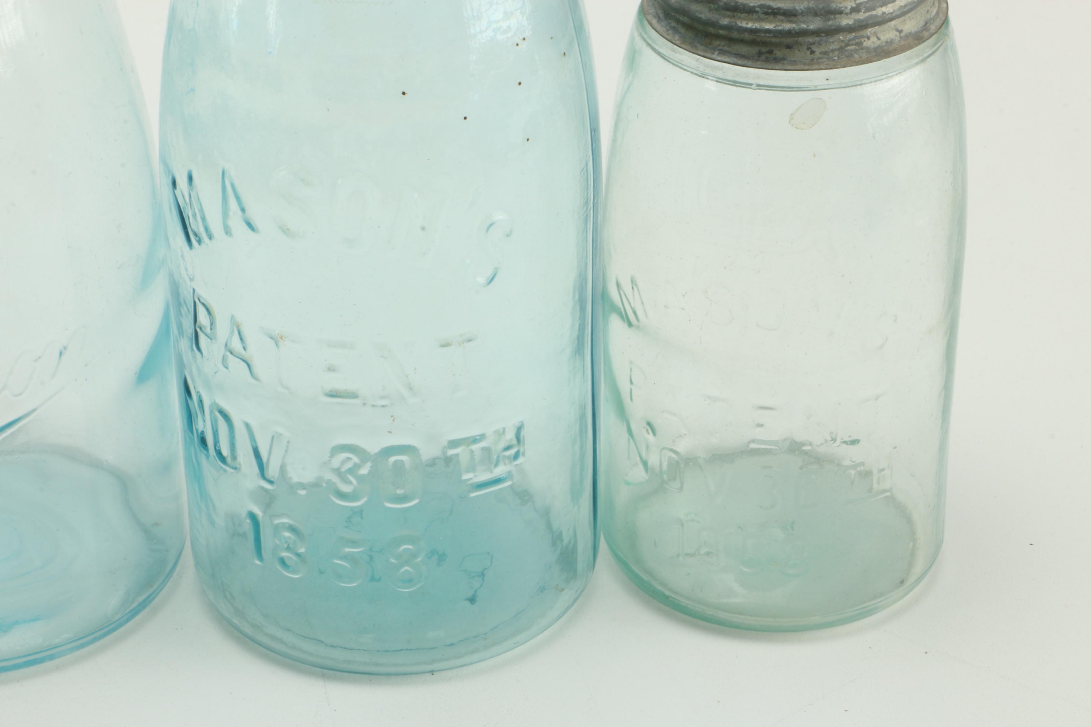 Collection of Blue Ball and Mason Canning Jars