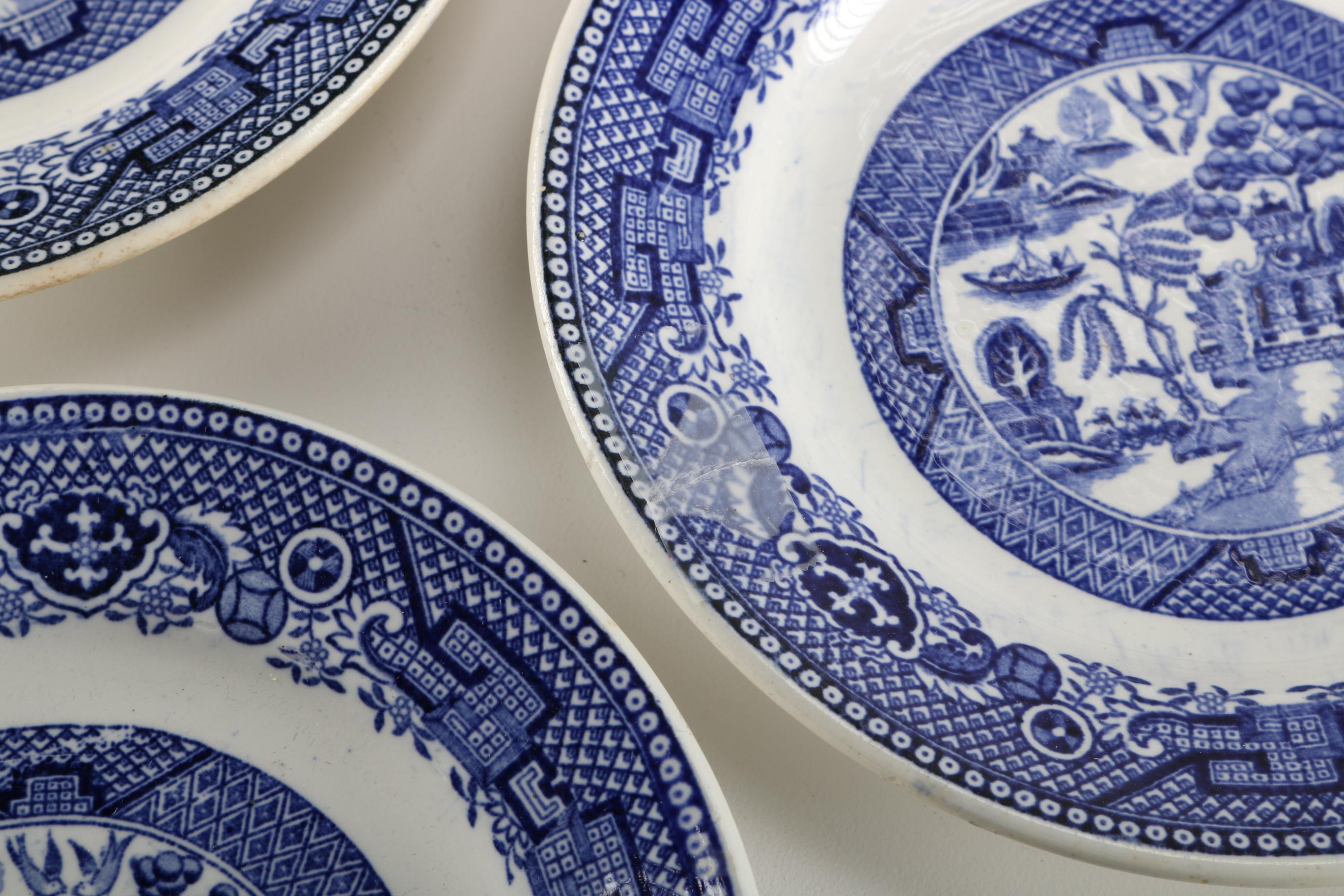 Blue And White Transfer Print Earthenware Featuring Delfts