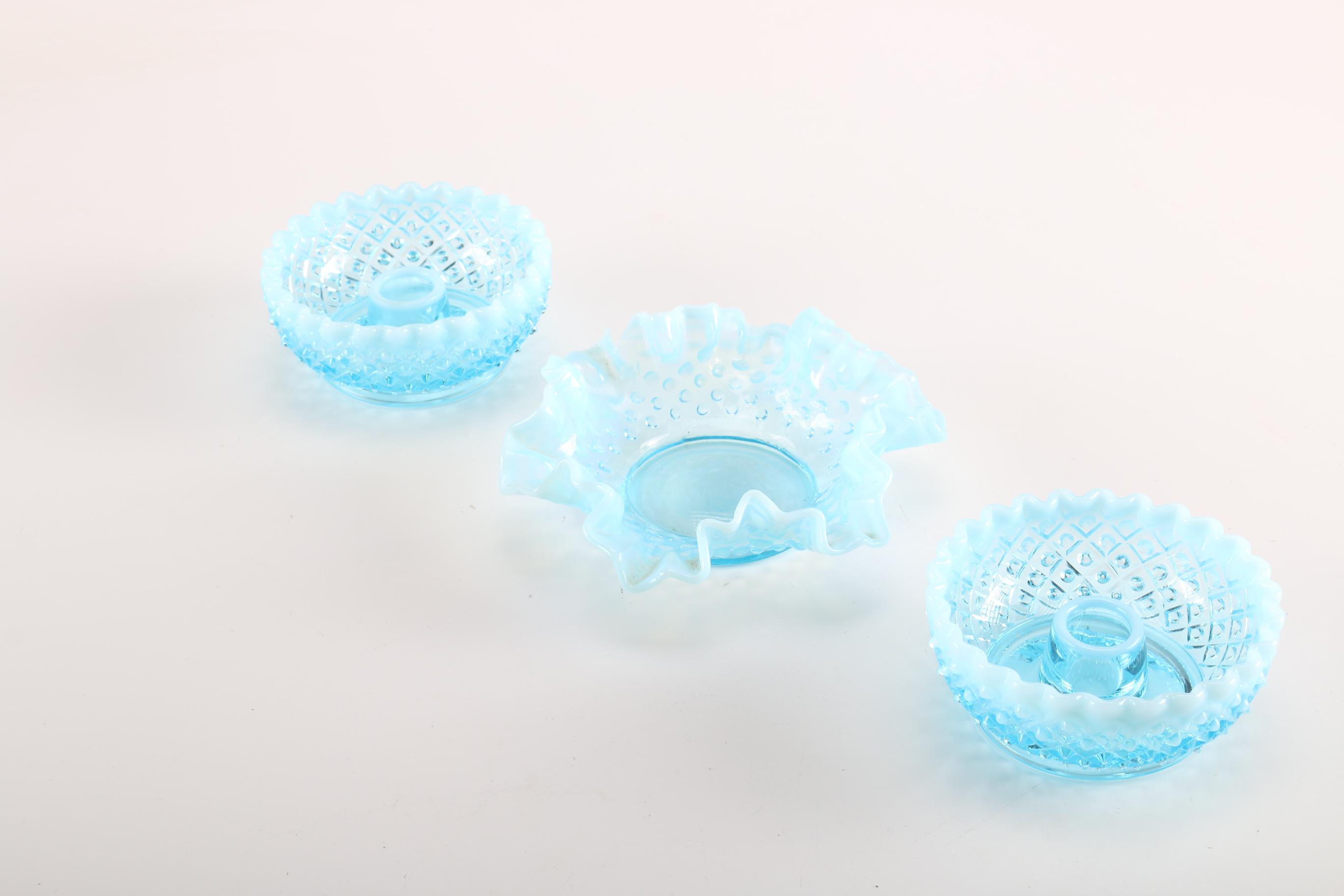 Group of Fenton Blue Opalescent Glass