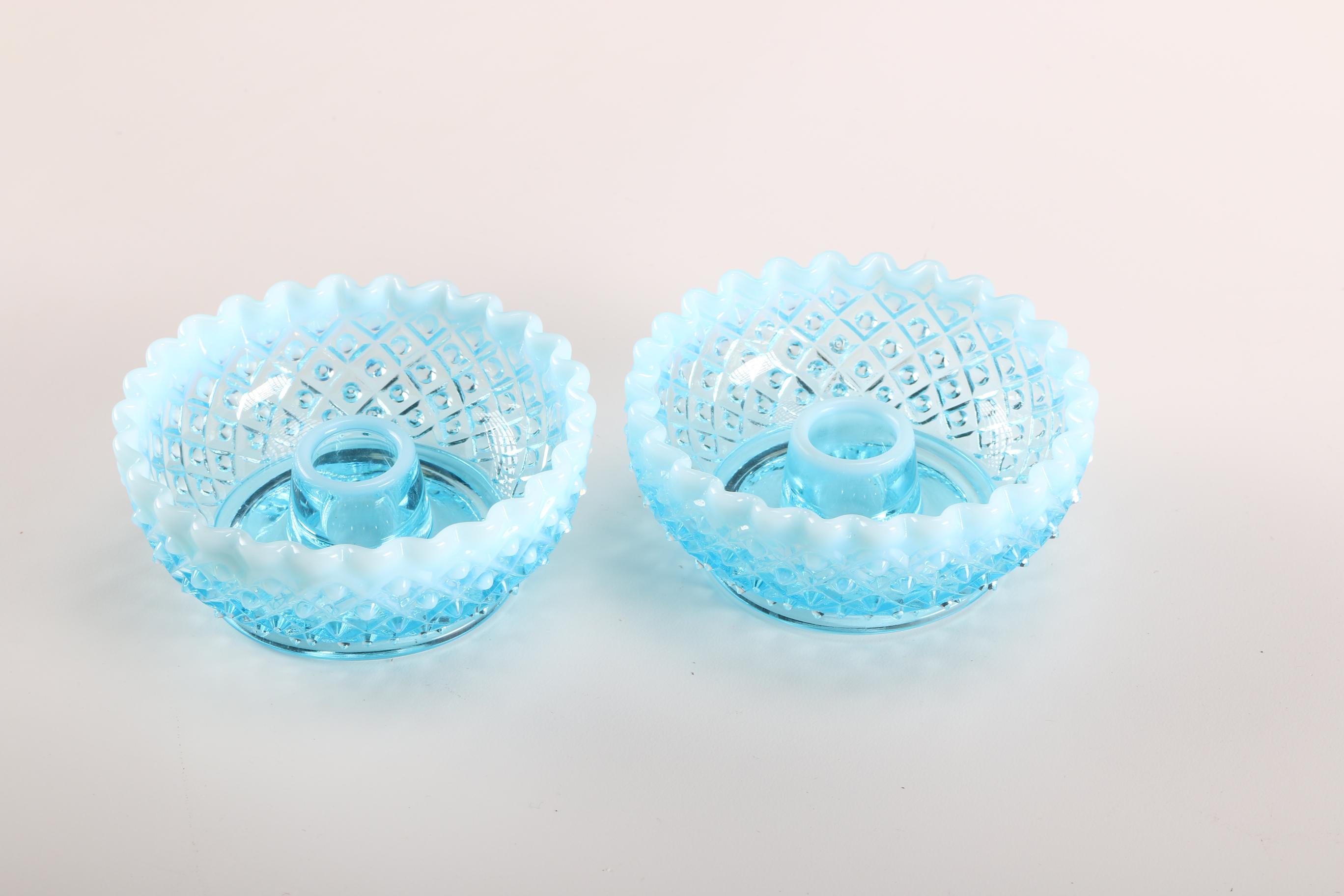 Group of Fenton Blue Opalescent Glass