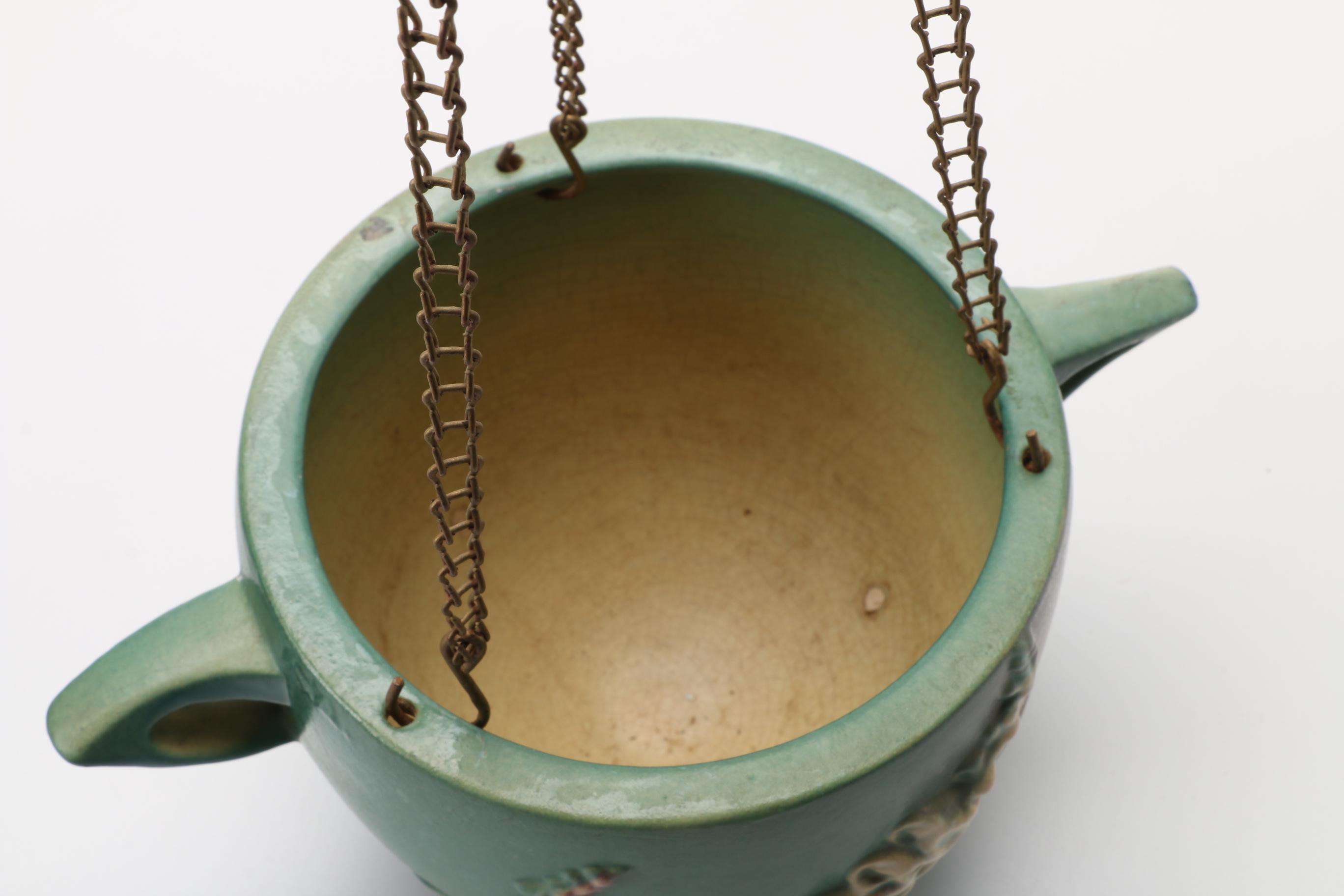 Roseville "Snowberry" Blue Hanging Planter