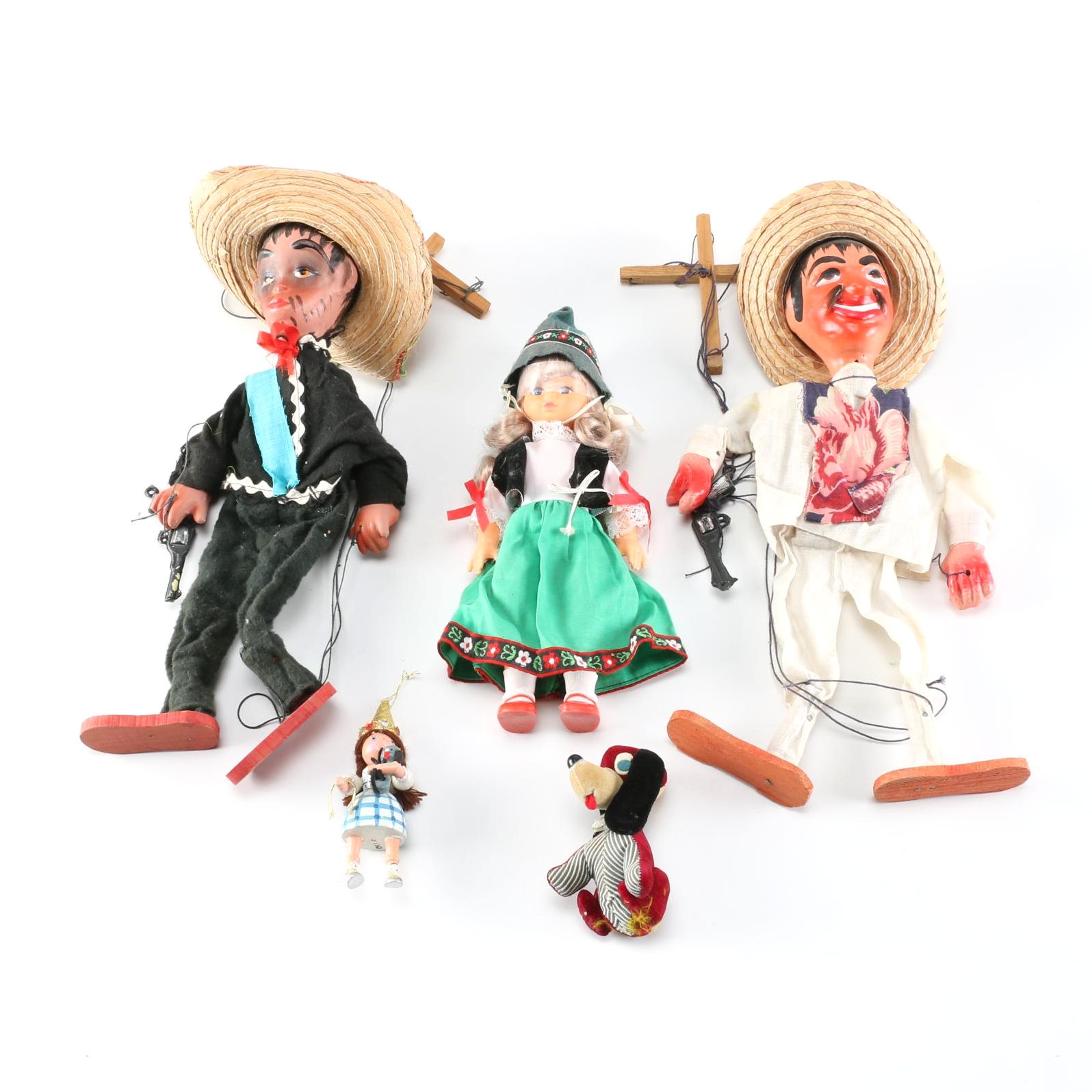 Collection of Vintage Mexican Marionette Puppets