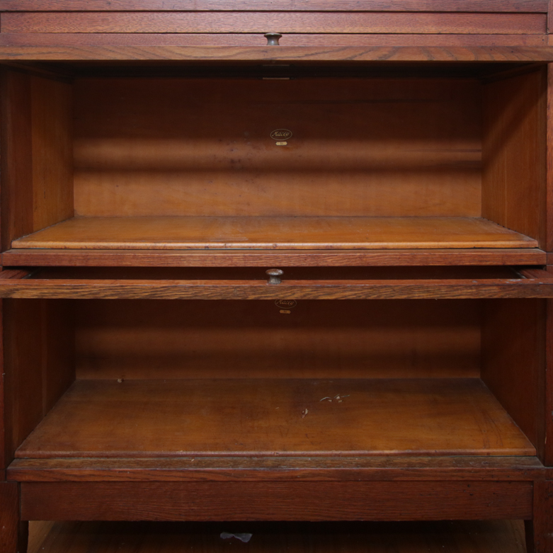 Vintage Oak Barrister Bookcase with Glass Doors