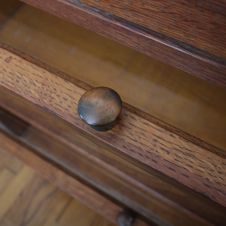 Vintage Oak Barrister Bookcase with Glass Doors