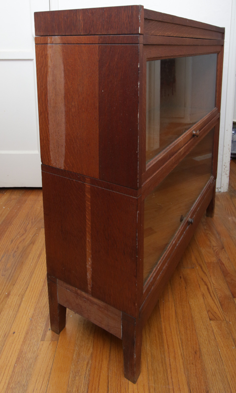 Vintage Oak Barrister Bookcase with Glass Doors