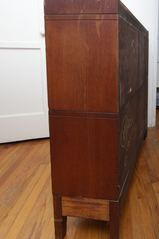 Vintage Oak Barrister Bookcase with Glass Doors