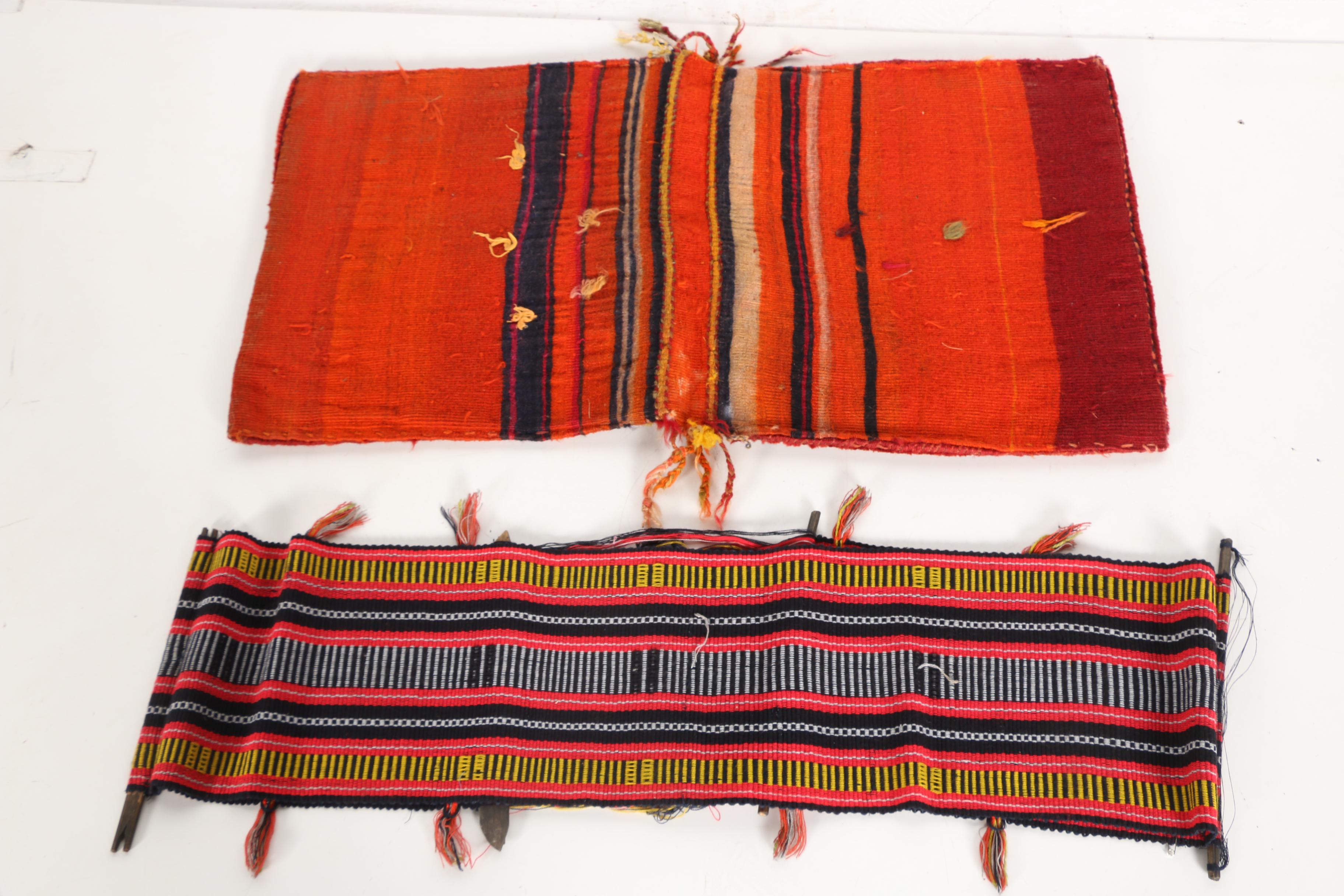 Handwoven Nomadic Camel Bag and Unfinished Weaving