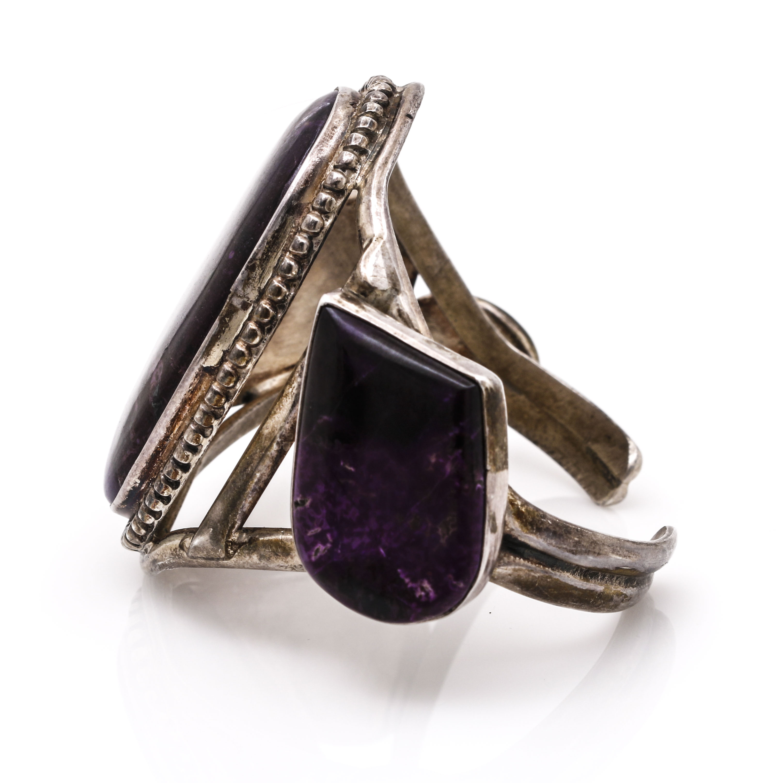 Sterling Silver Amethyst and Sugilite Cuff Bracelet