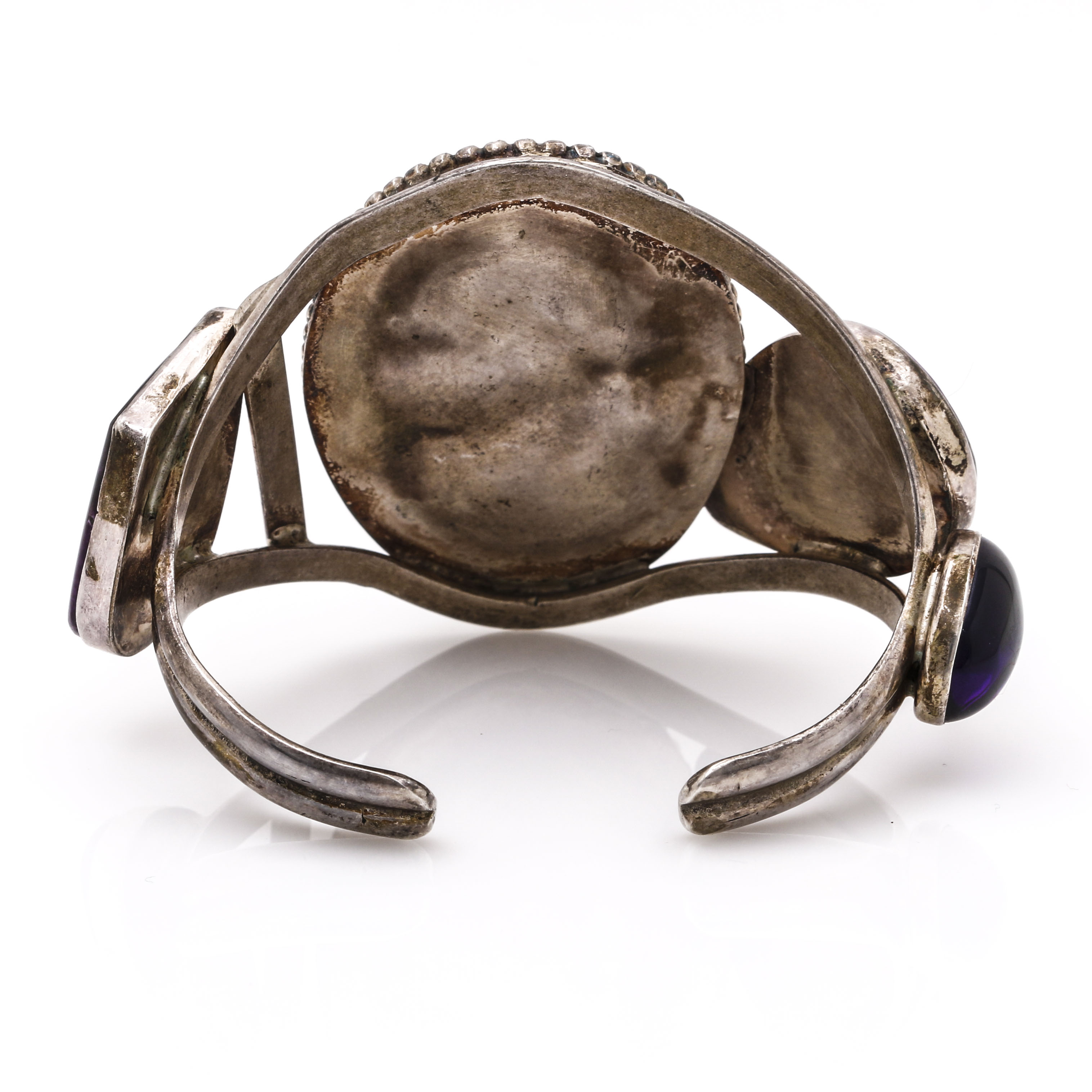 Sterling Silver Amethyst and Sugilite Cuff Bracelet