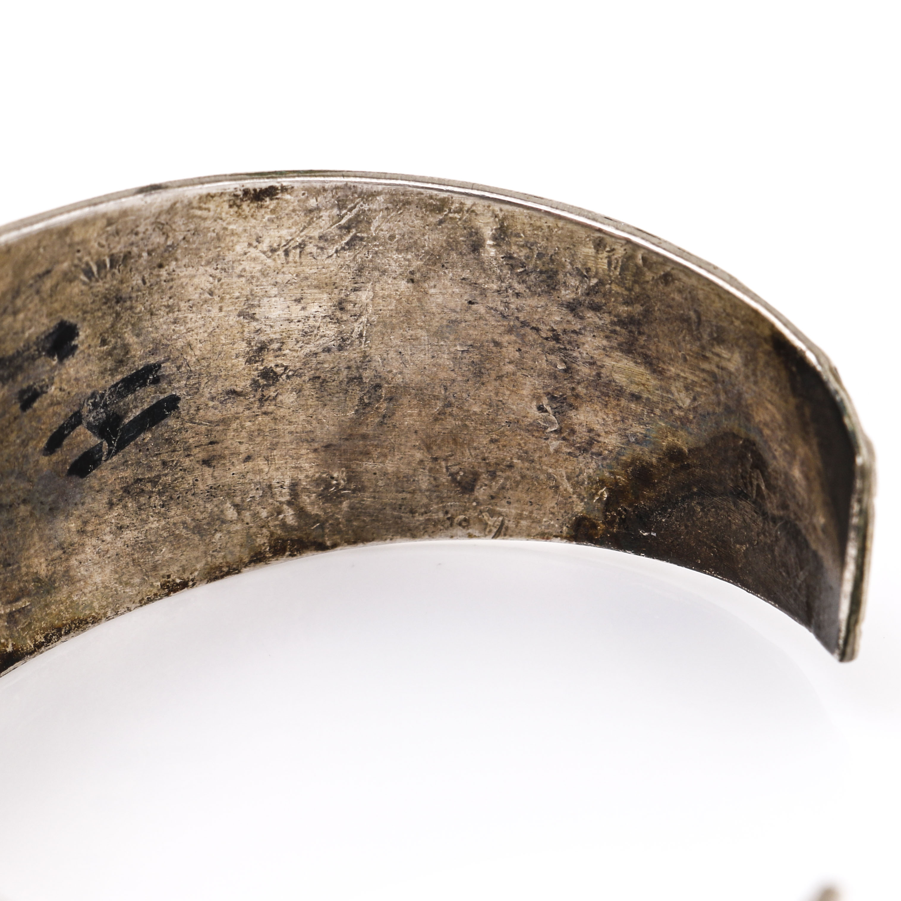 Wilson & Carolyn Begay Sterling Silver Compressed Turquoise and Coral Cuff Bracelet