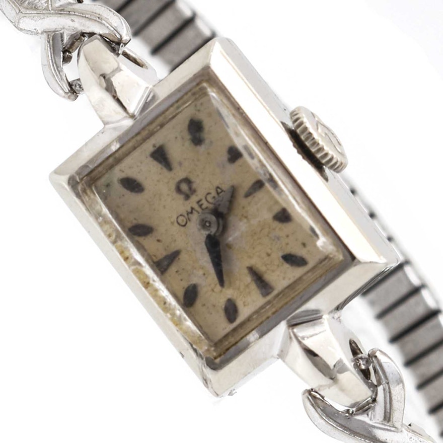 14K White Gold Omega Wristwatch