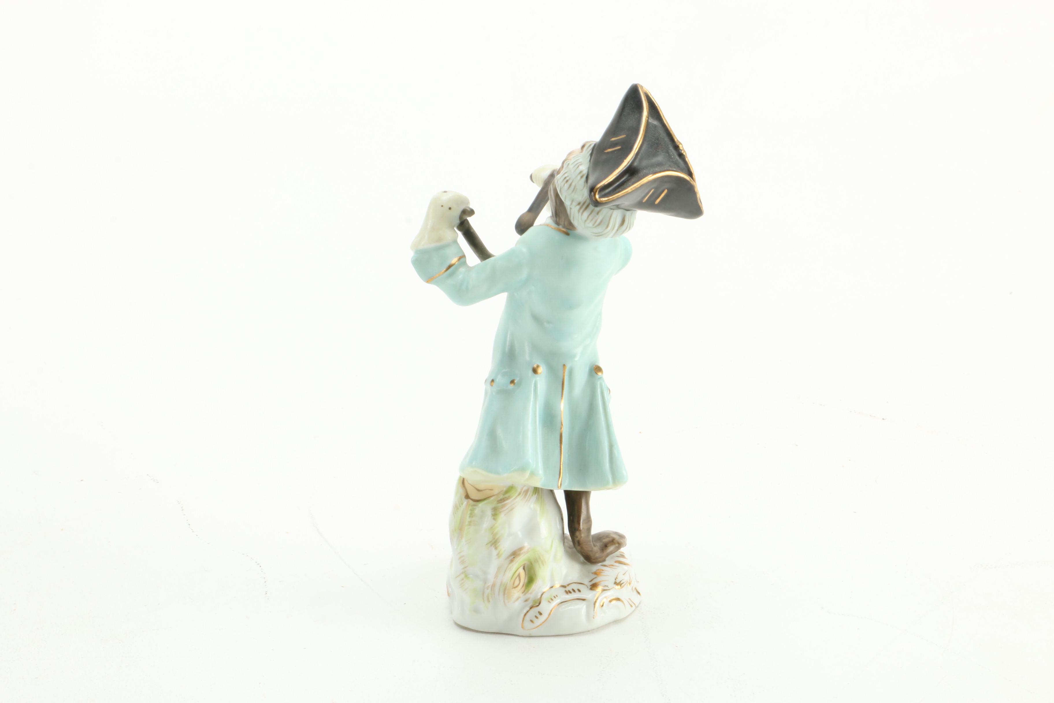 Porcelain Colonial Attire Monkey Musician Figurines