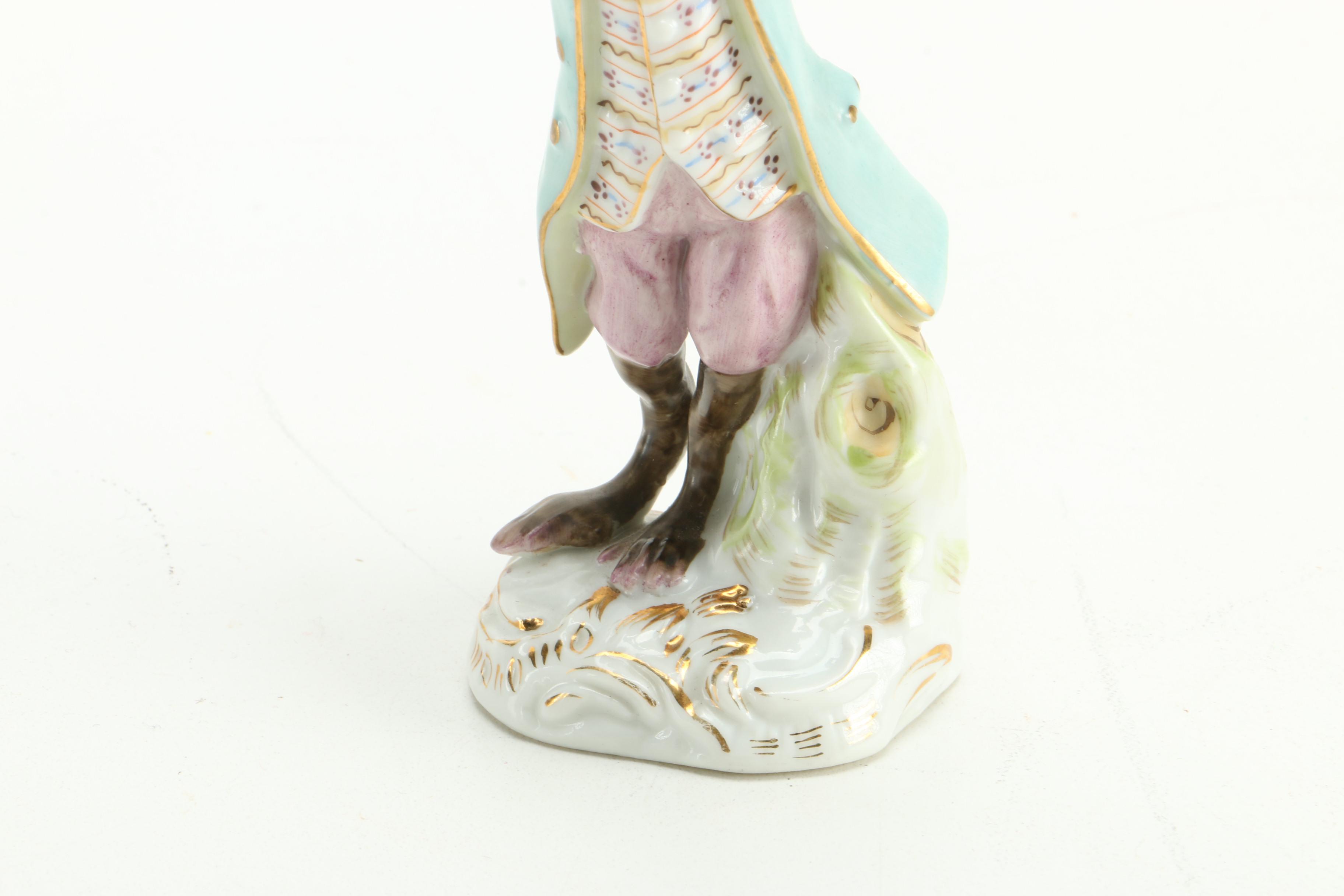 Porcelain Colonial Attire Monkey Musician Figurines
