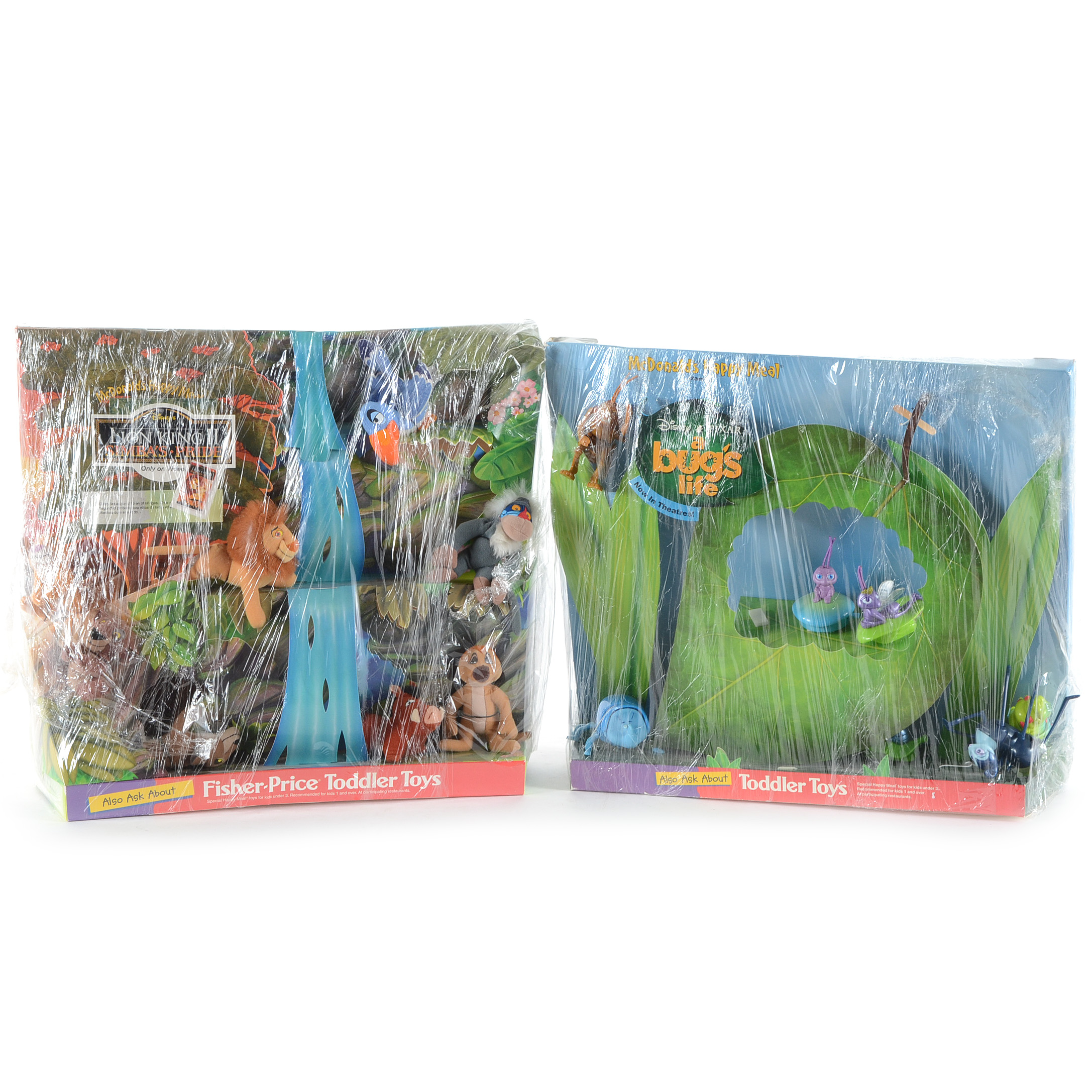 1998 Disney "A Bug's Life" and "The Lion King II" McDonald's Happy Meal Toy Displays