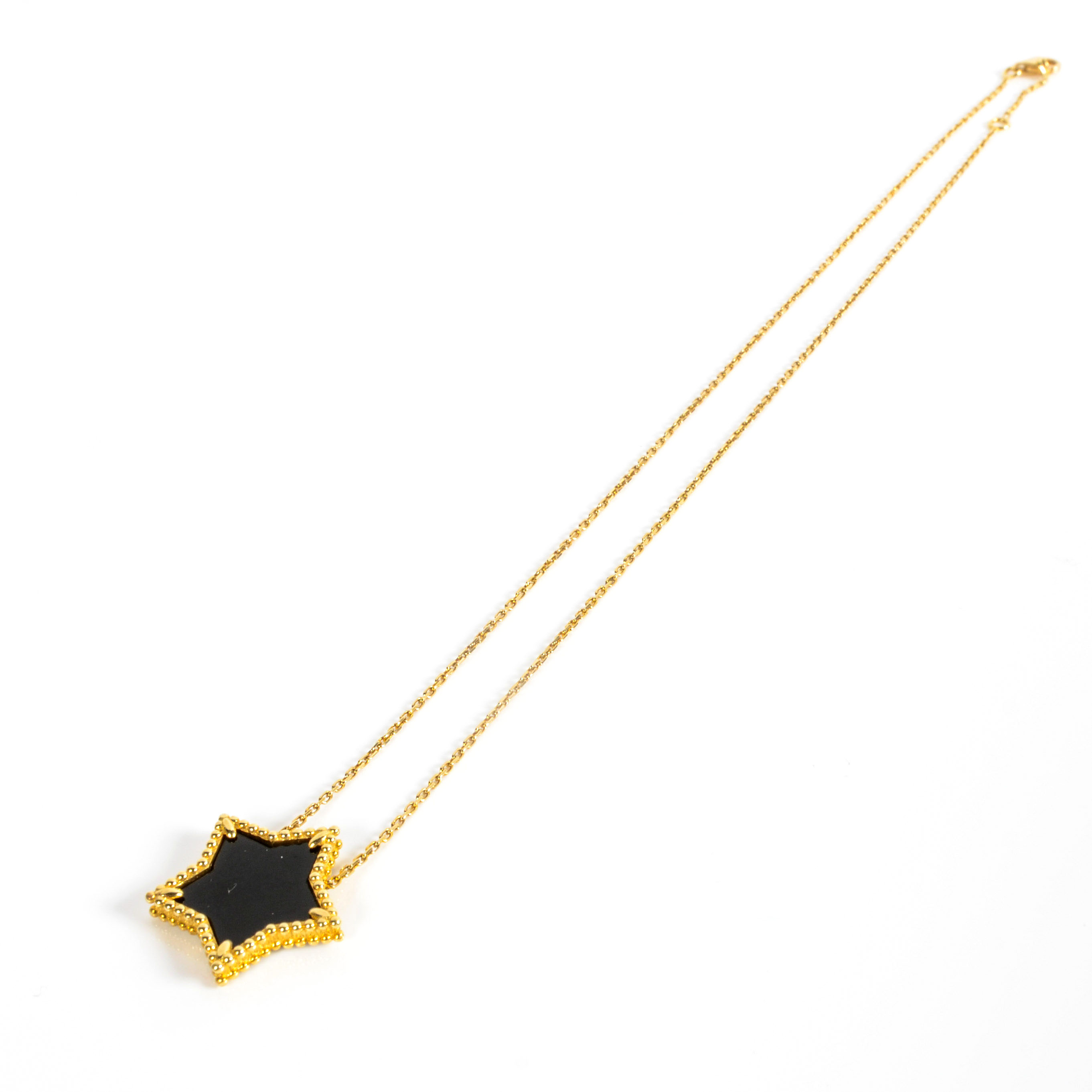 14K Gold Onyx Star Necklace