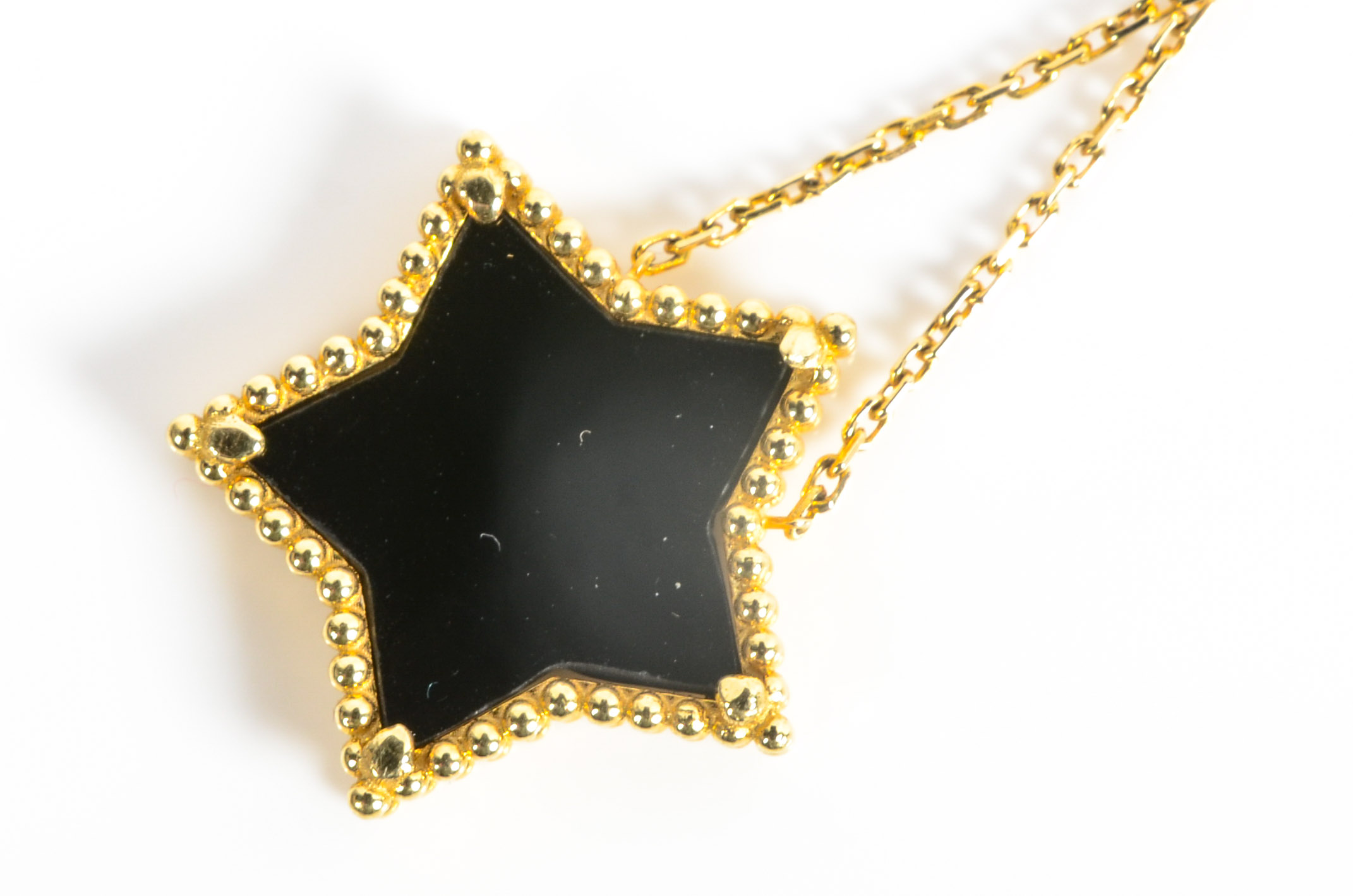 14K Gold Onyx Star Necklace