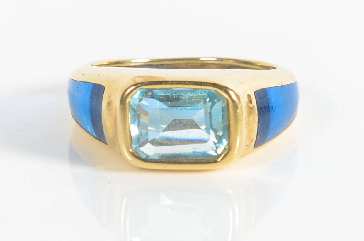 10K Gold Topaz and Sapphire Ring