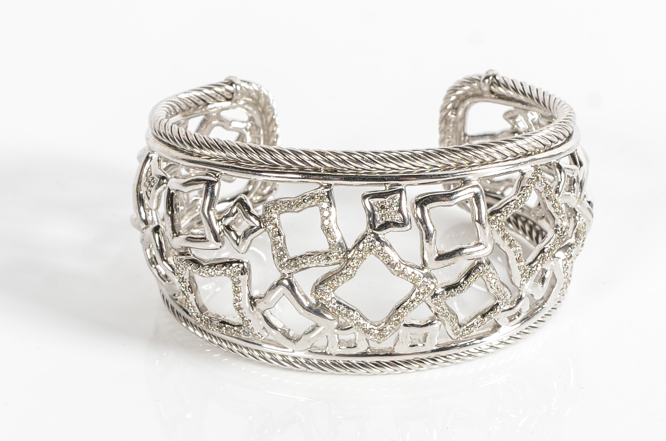 David Yurman Sterling Diamond Cuff Bracelet