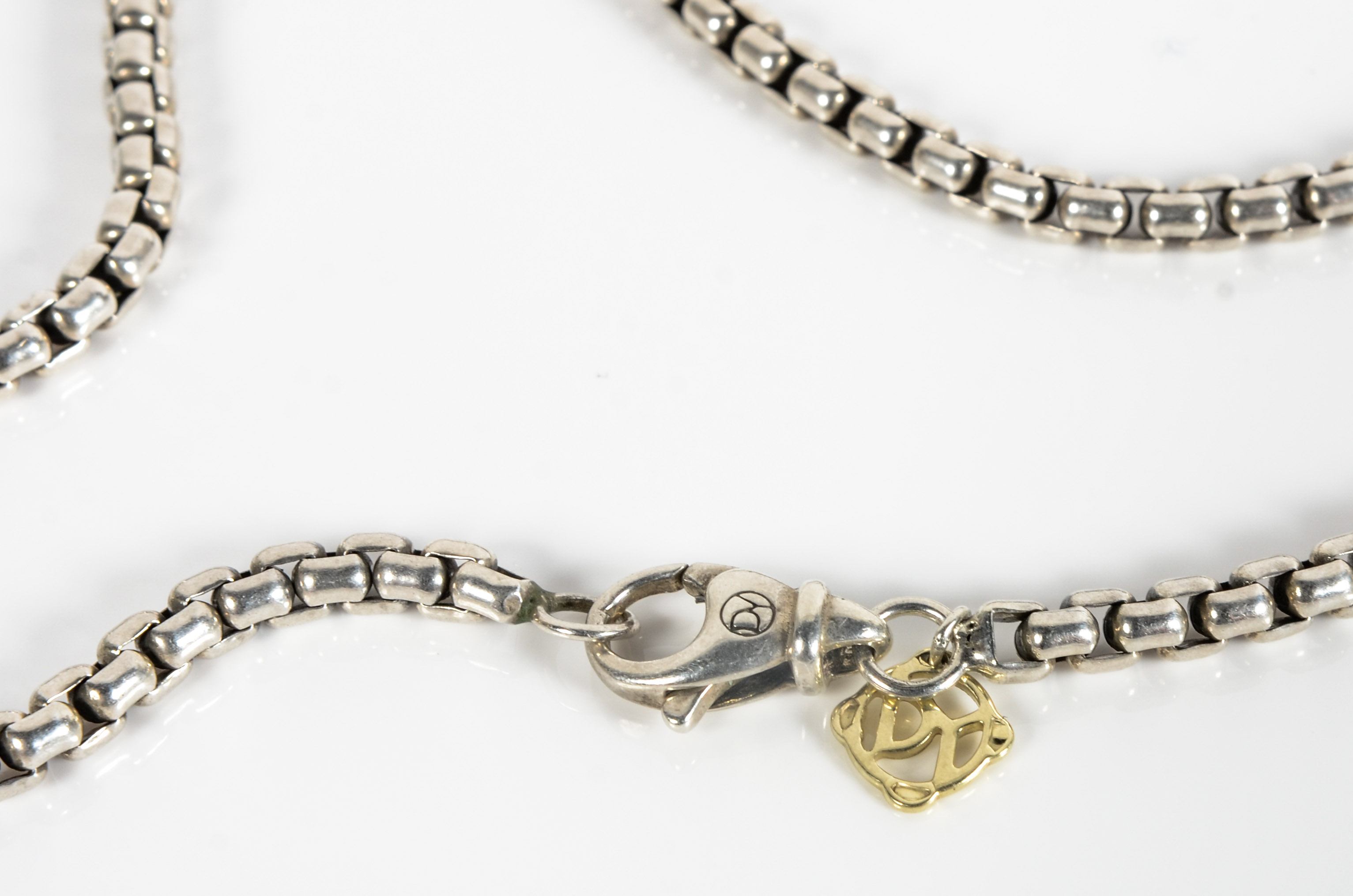 David Yurman Sterling Chain Necklace with Gold Charm