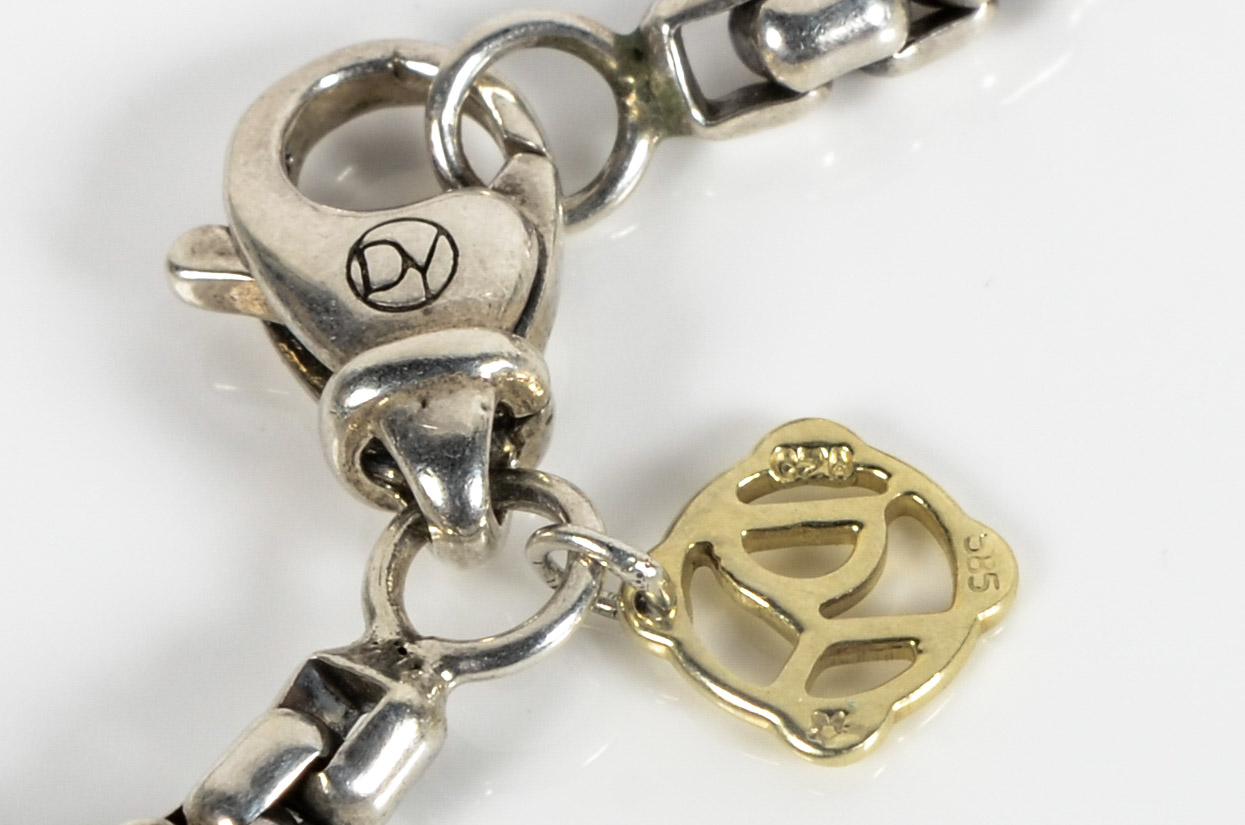 David Yurman Sterling Chain Necklace with Gold Charm