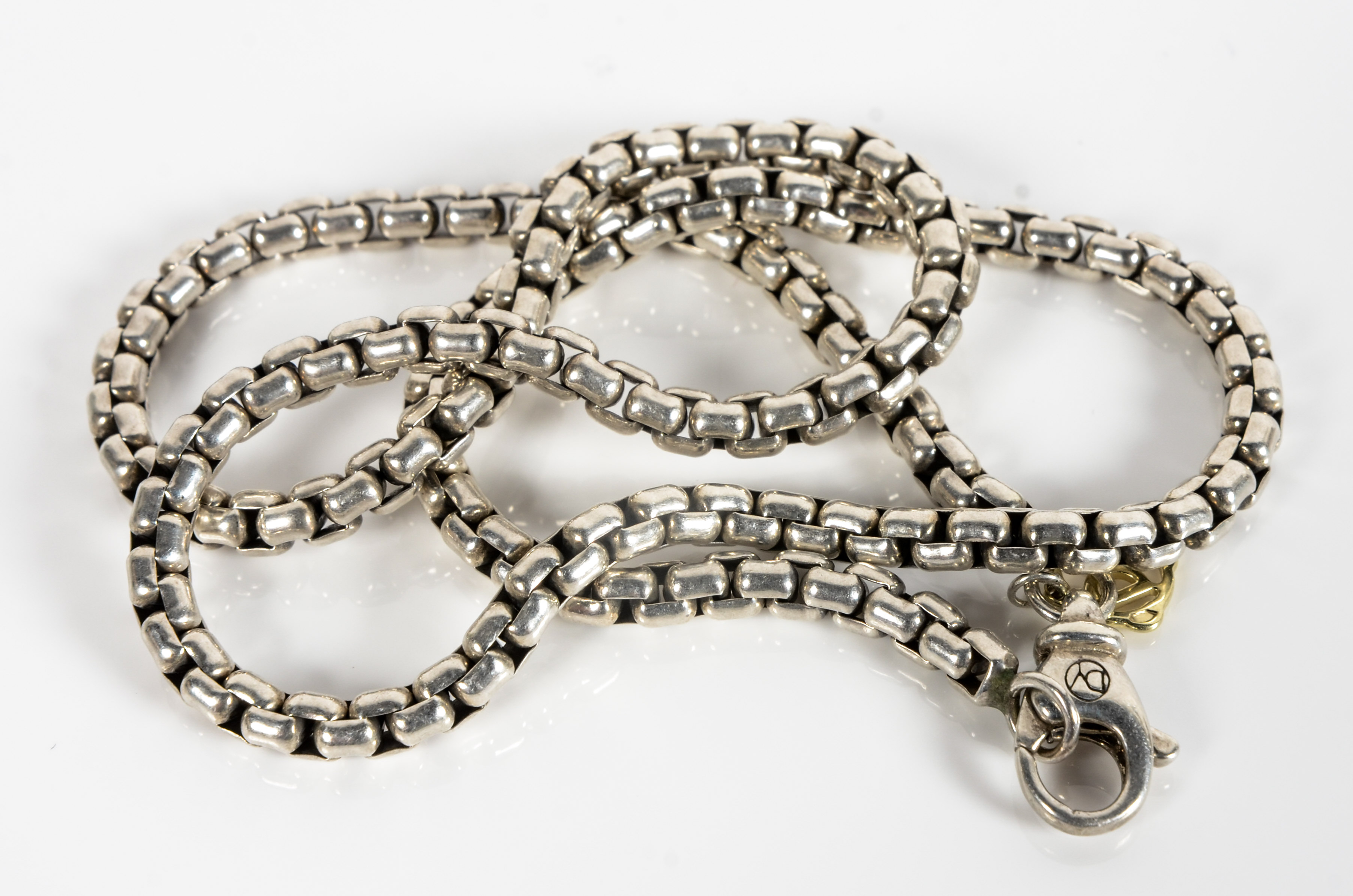 David Yurman Sterling Chain Necklace with Gold Charm