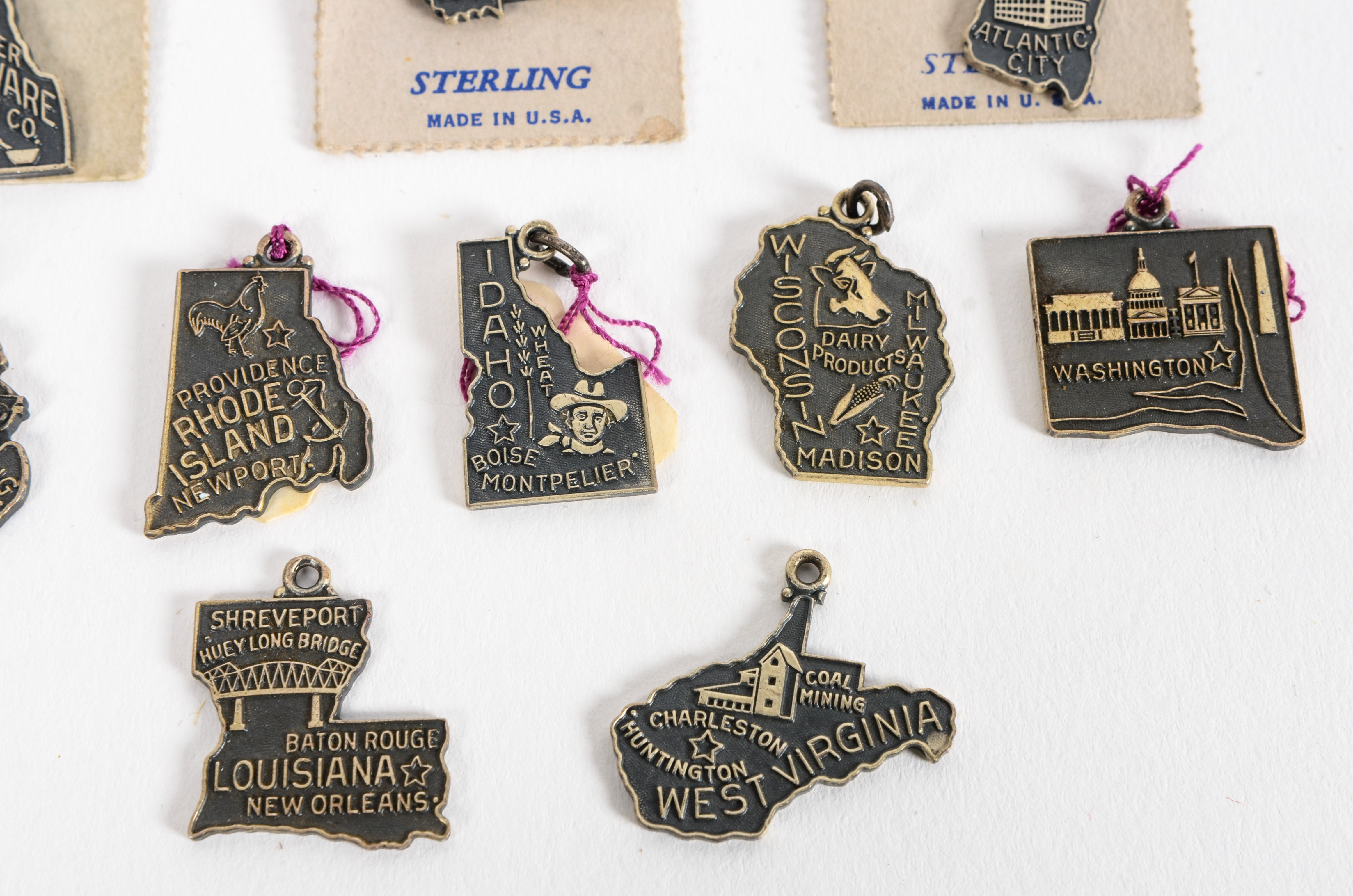 Sterling Silver State Charms