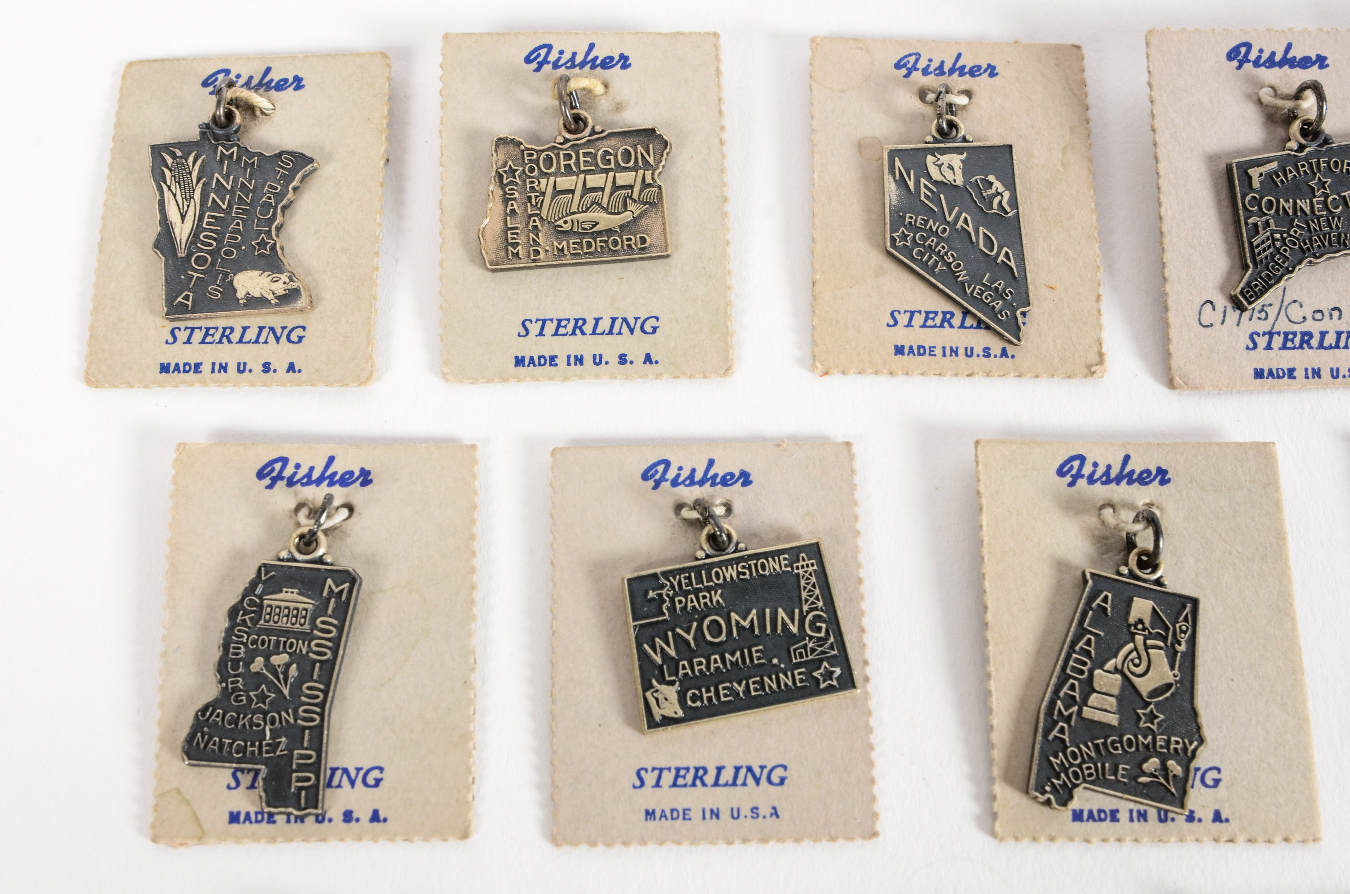 Sterling Silver State Charms