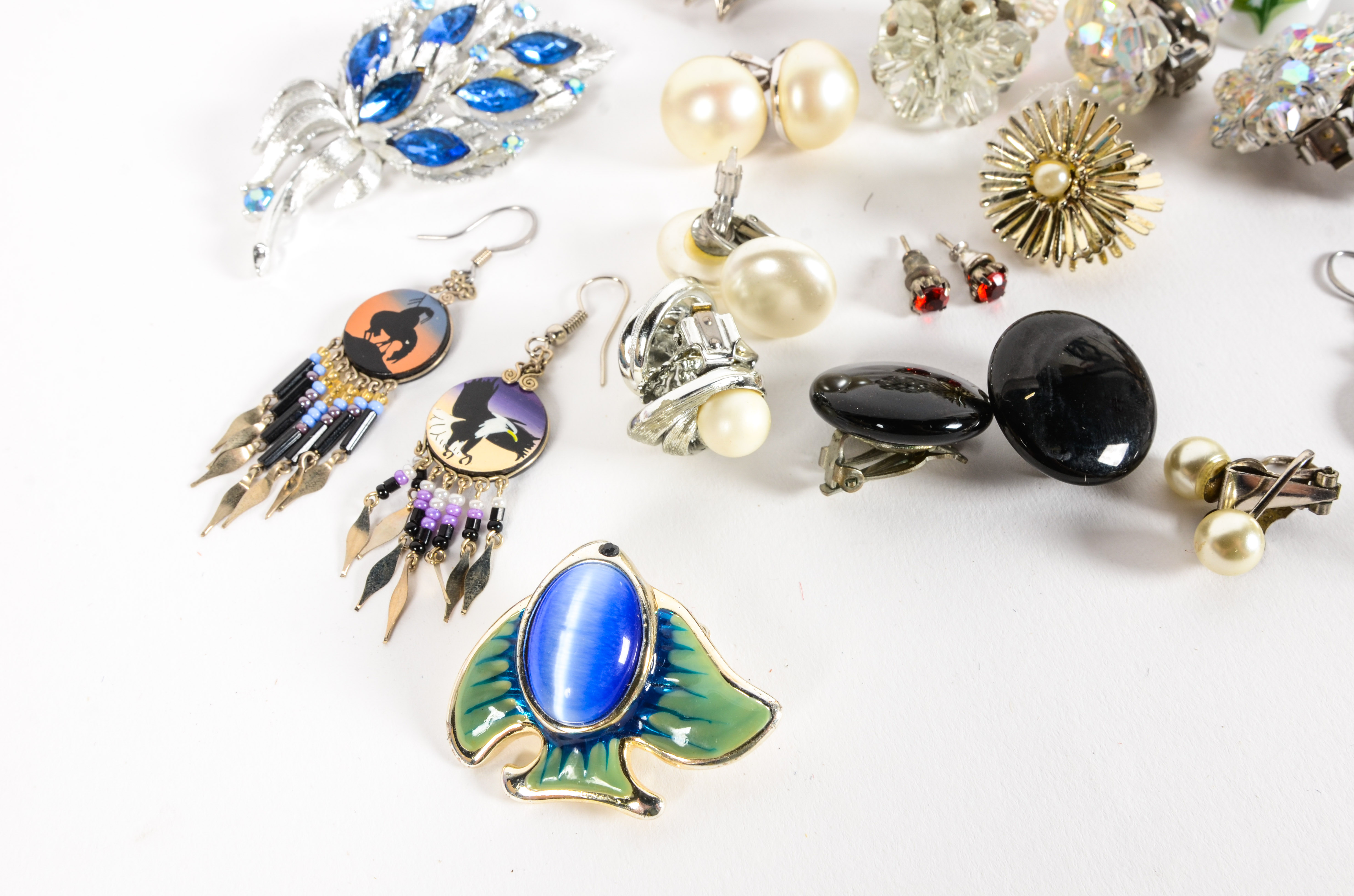 Variety of Silvertone Costume Earrings and Other Jewelry