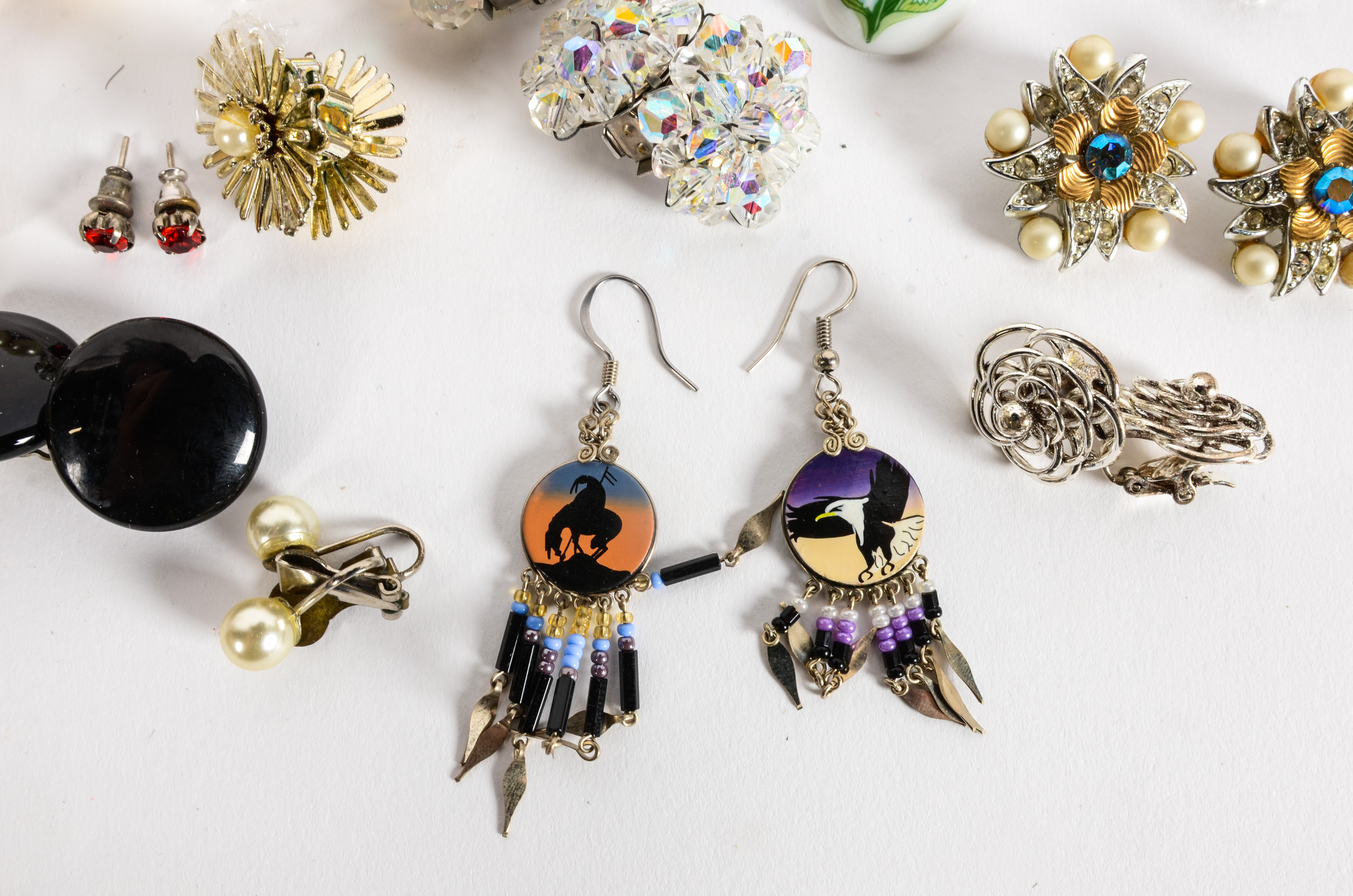 Variety of Silvertone Costume Earrings and Other Jewelry