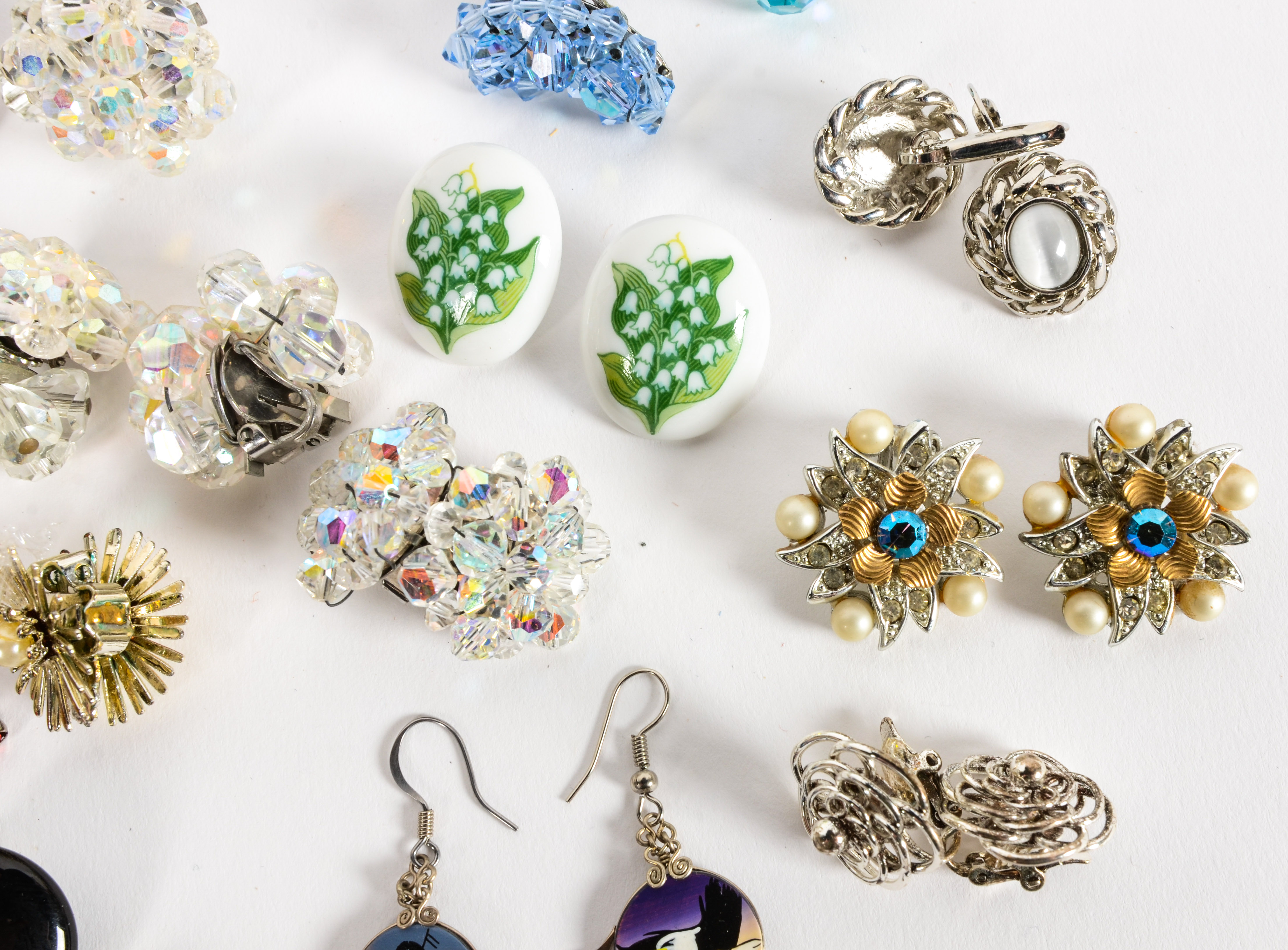 Variety of Silvertone Costume Earrings and Other Jewelry