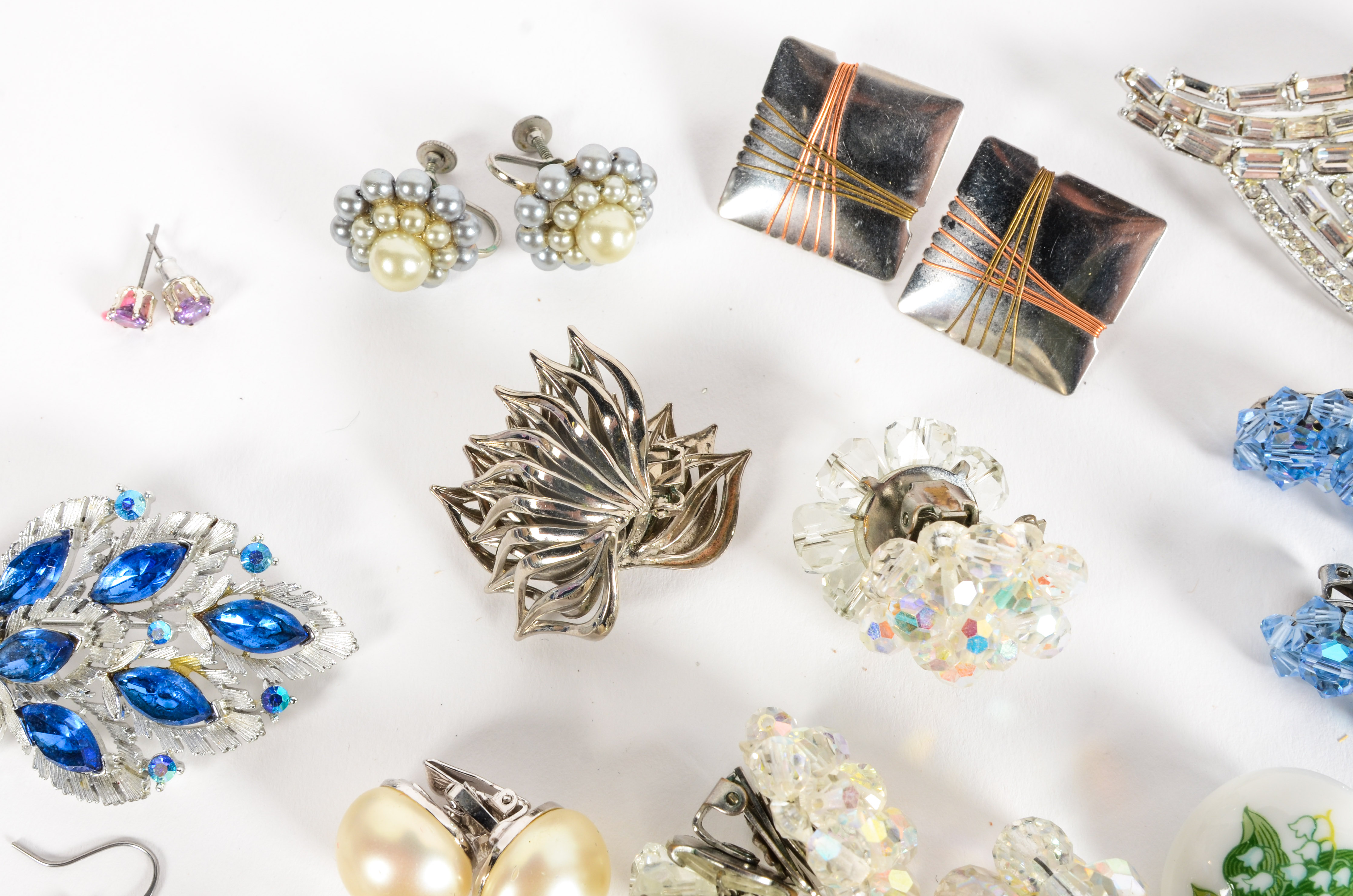 Variety of Silvertone Costume Earrings and Other Jewelry